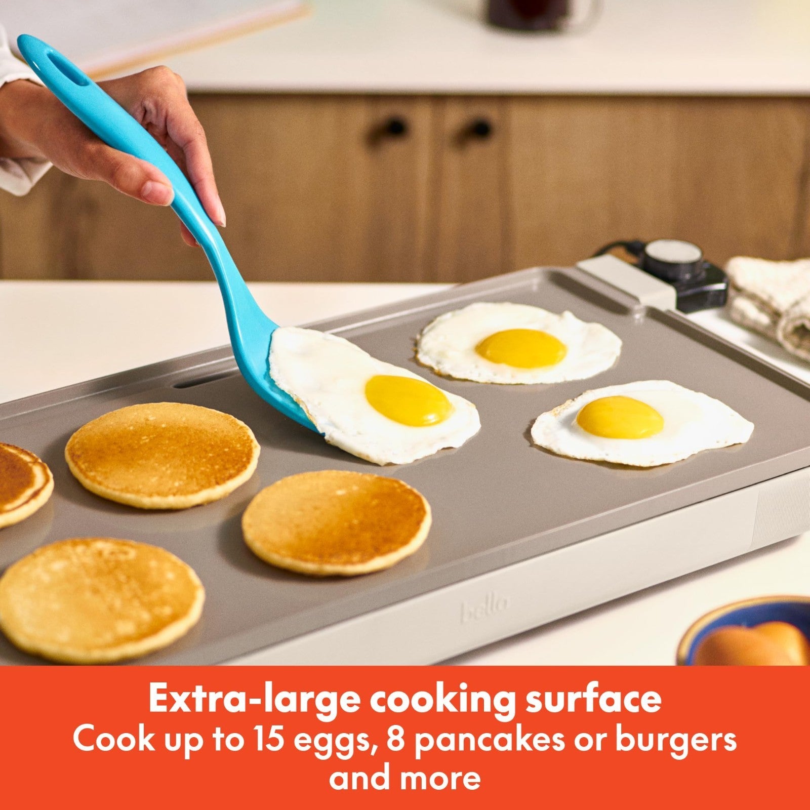 Electric Griddle 12"x22" Nonstick, Removable Probe, Dishwasher-Safe Tray, 1500W3