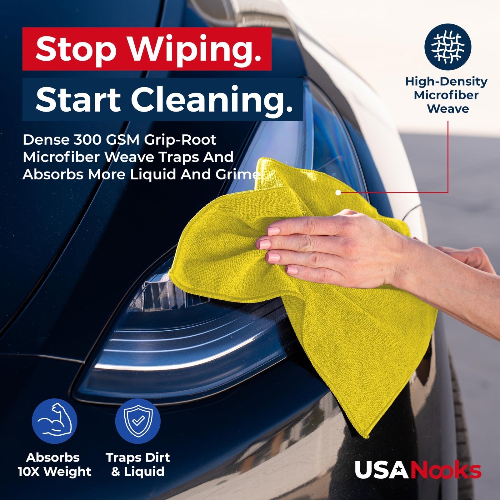 Ultra Absorbent Microfiber Cleaning Cloths   12 Pack, 12.5"x12.5", Streak Free S5