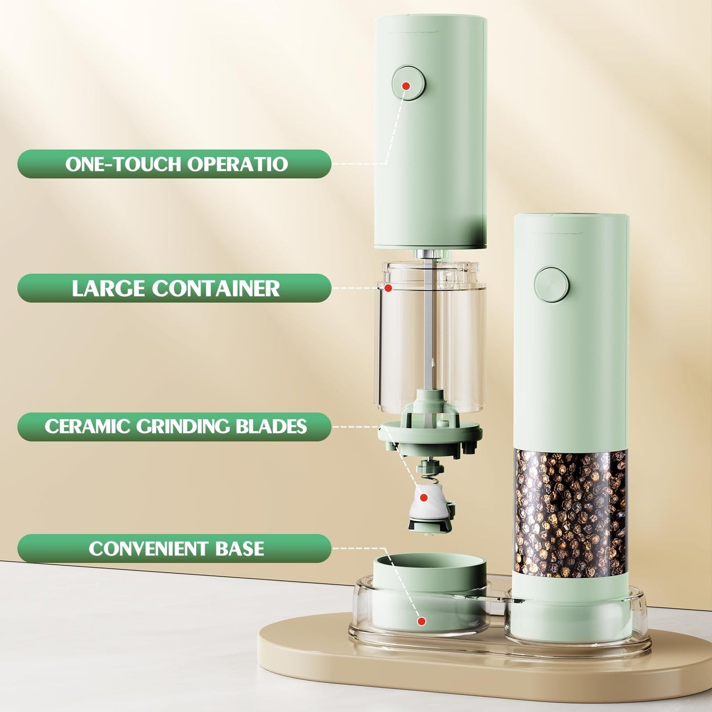 Automatic Electric Salt & Pepper Grinder Set   Adjustable Coarseness, LED, Large6