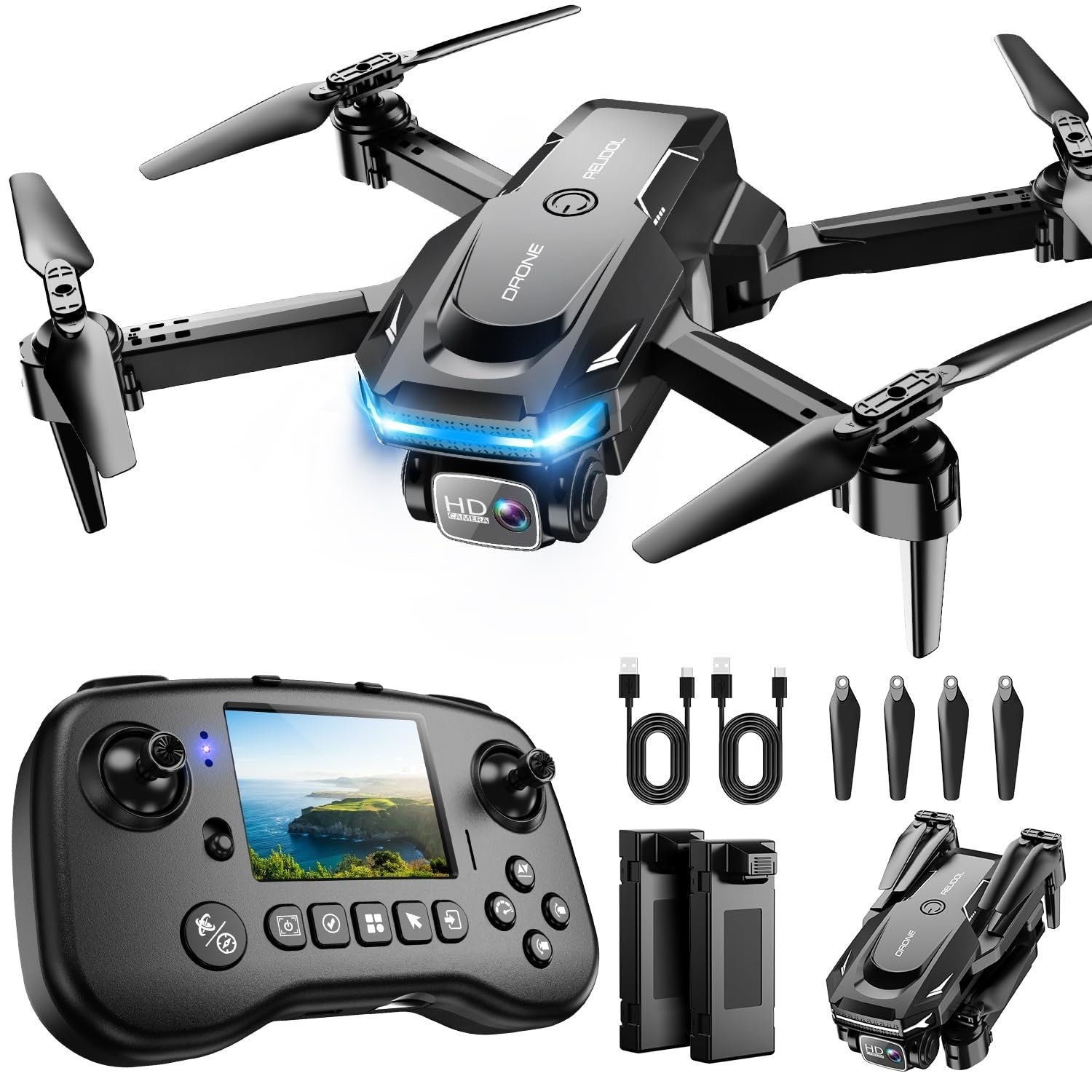 Foldable Drone with Camera & Screen - Beginner-Friendly Quadcopter, Gesture Cont1
