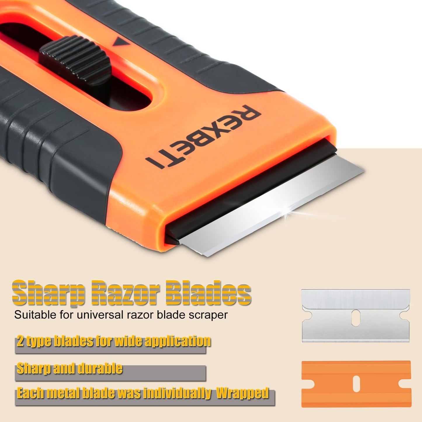 8 Pack Razor Blade Scraper Set with 240 Blades   Metal & Plastic, Cleaning Tool,5