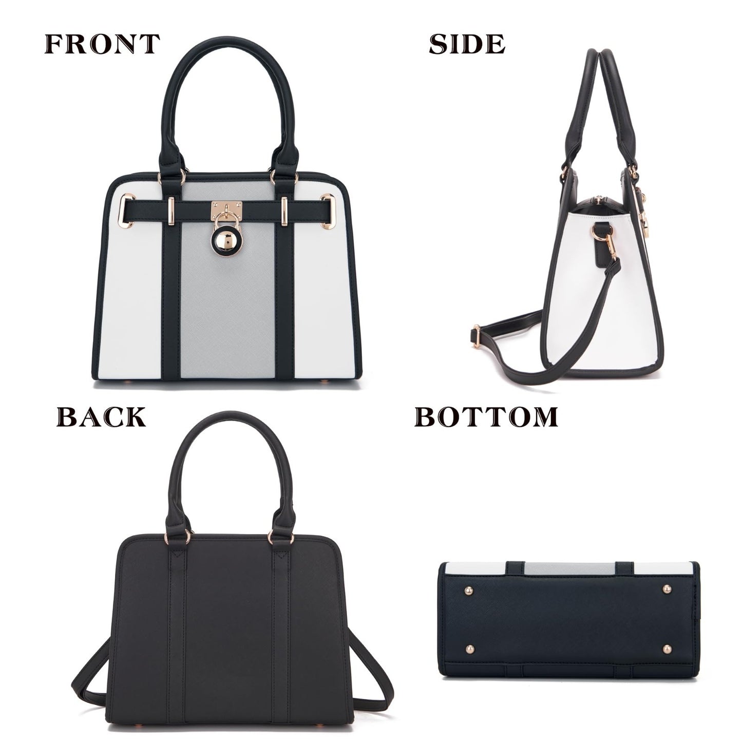 Stylish Structured Satchel Tote Handbag Set for Women with RFID Wallet - Fashion3