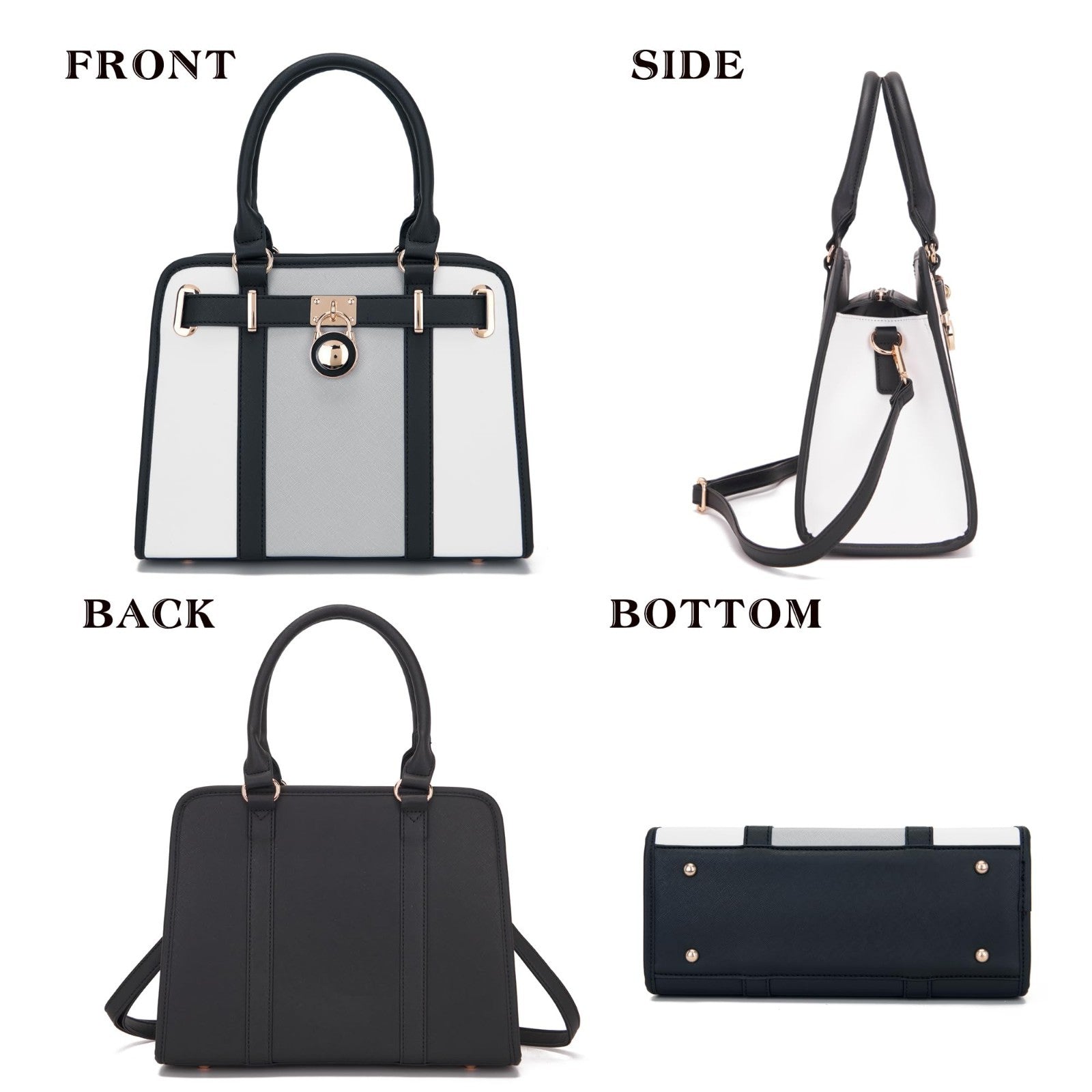 Stylish Structured Satchel Tote Handbag Set for Women with RFID Wallet - Fashion3