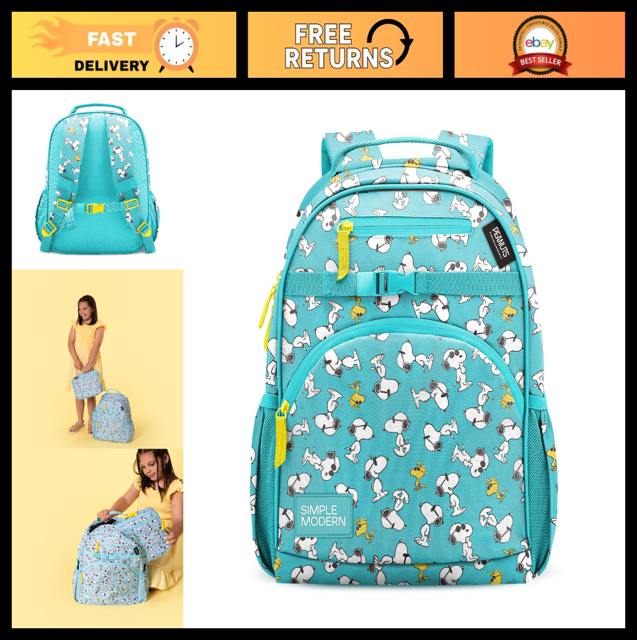 Kids Backpack for School - 12L Snoopy Bookbag for Toddlers, Preschool & Kinderga0