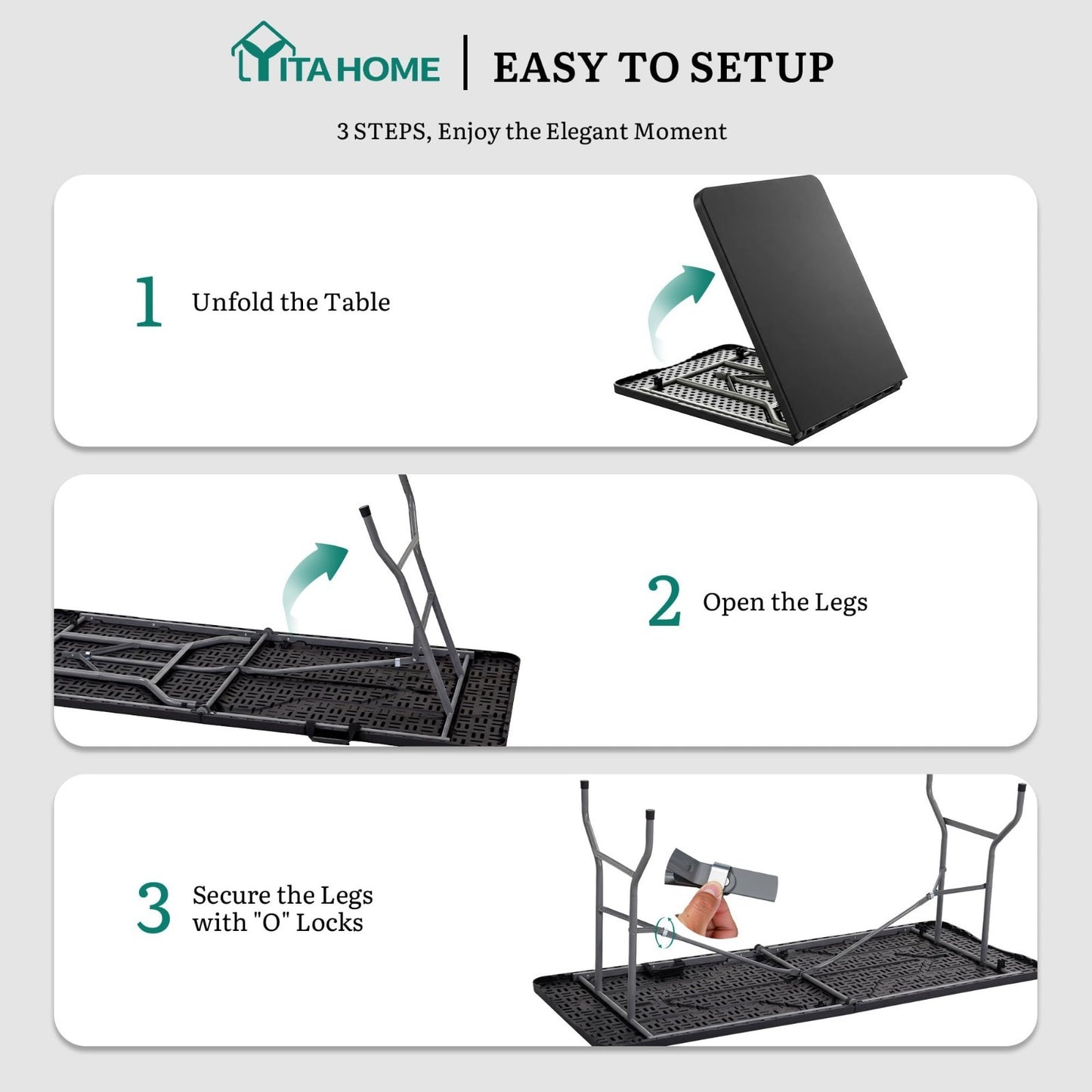 Heavy Duty 6ft Folding Table with Carrying Handle - Portable for Outdoor & Indoo5