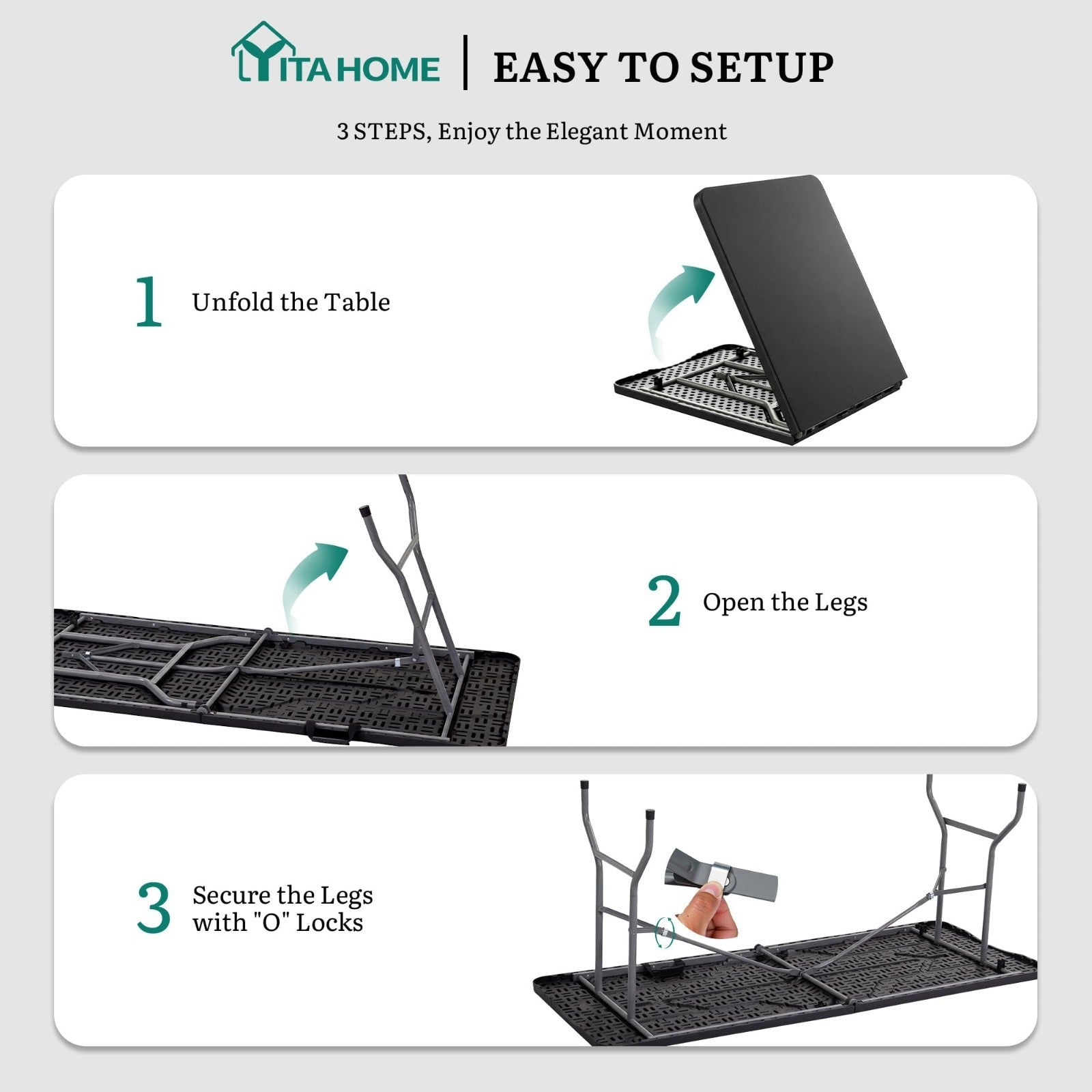 Heavy Duty 6ft Folding Table with Carrying Handle - Portable for Outdoor & Indoo5