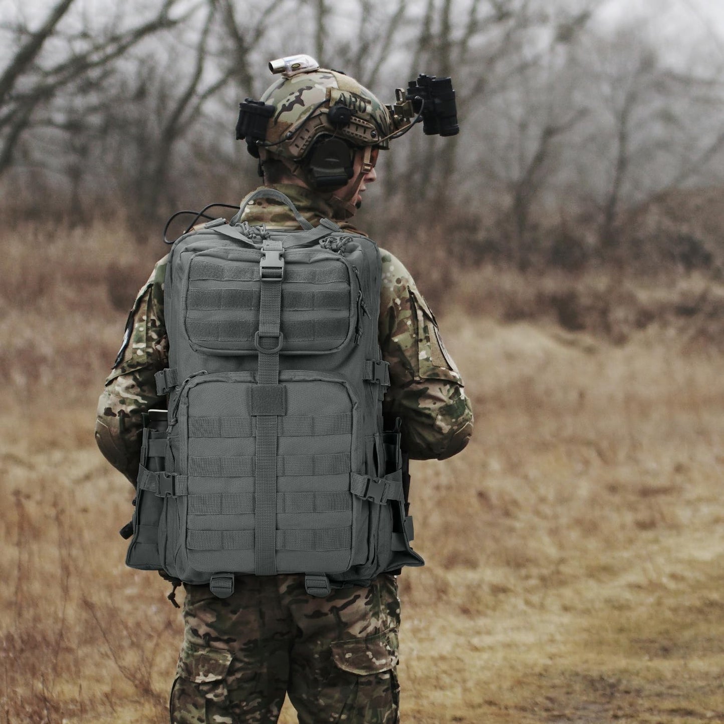 Tactical Military Backpack for Men   3 Day Survival Gear, Grey, Outdoor Travel2