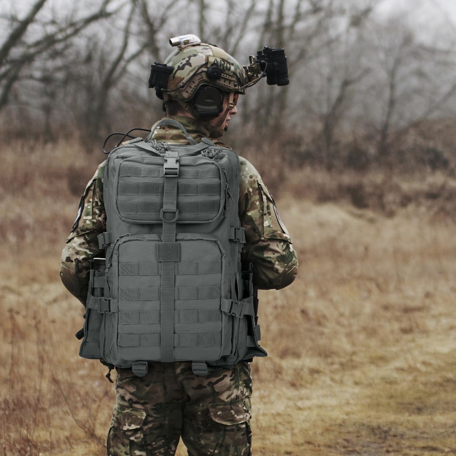 Tactical Military Backpack for Men   3 Day Survival Gear, Grey, Outdoor Travel2