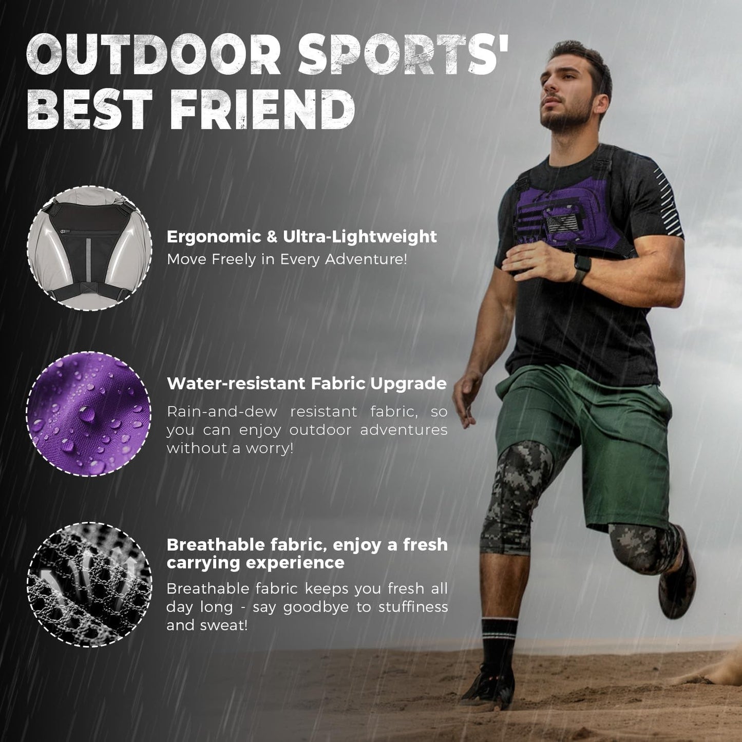 Men's Outdoor Chest Bag - EDC Travel Pack for Running, Hiking & Pistol Carry4