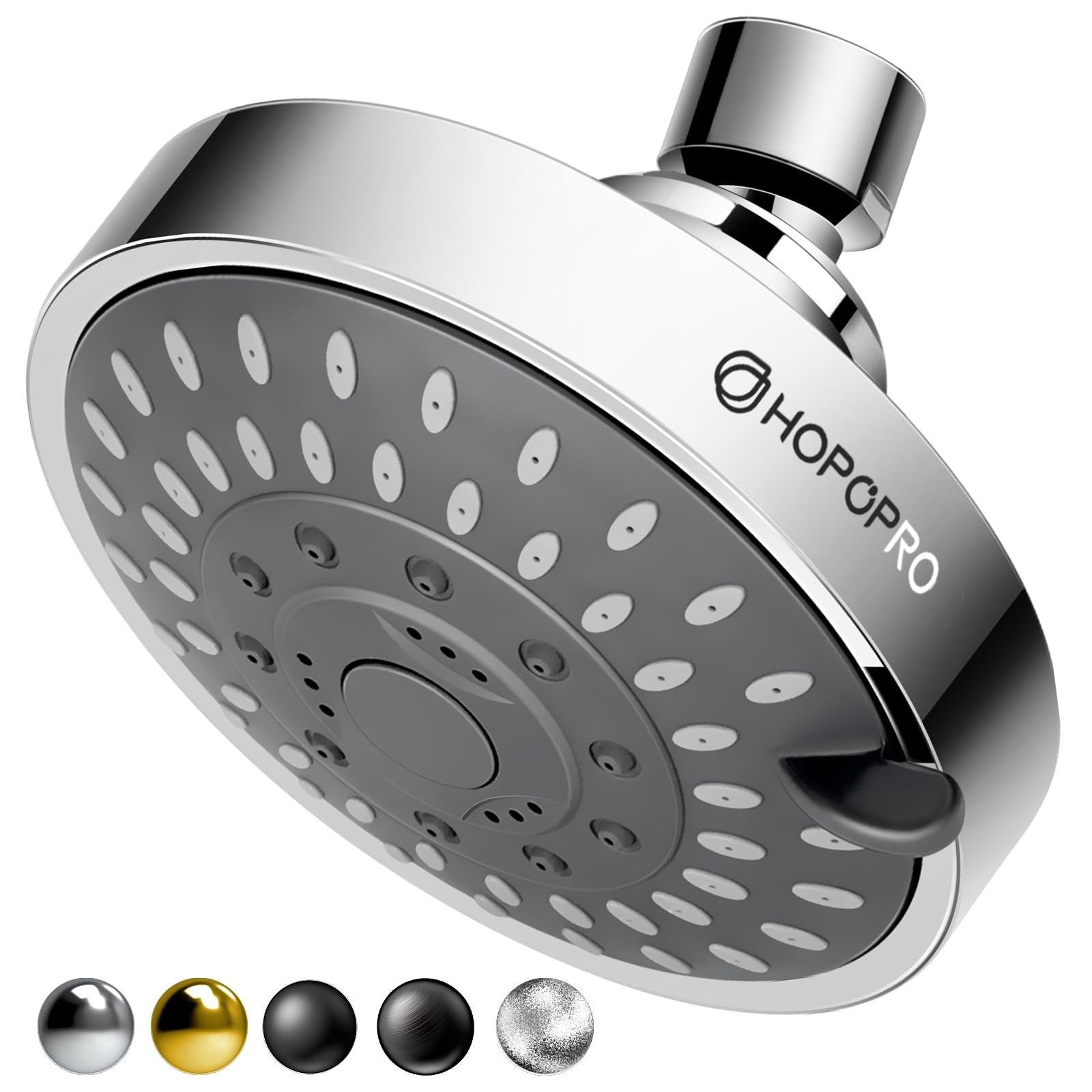 5 Mode High Pressure Shower Head, Fixed Chrome Showerhead, High Flow, Easy Insta1