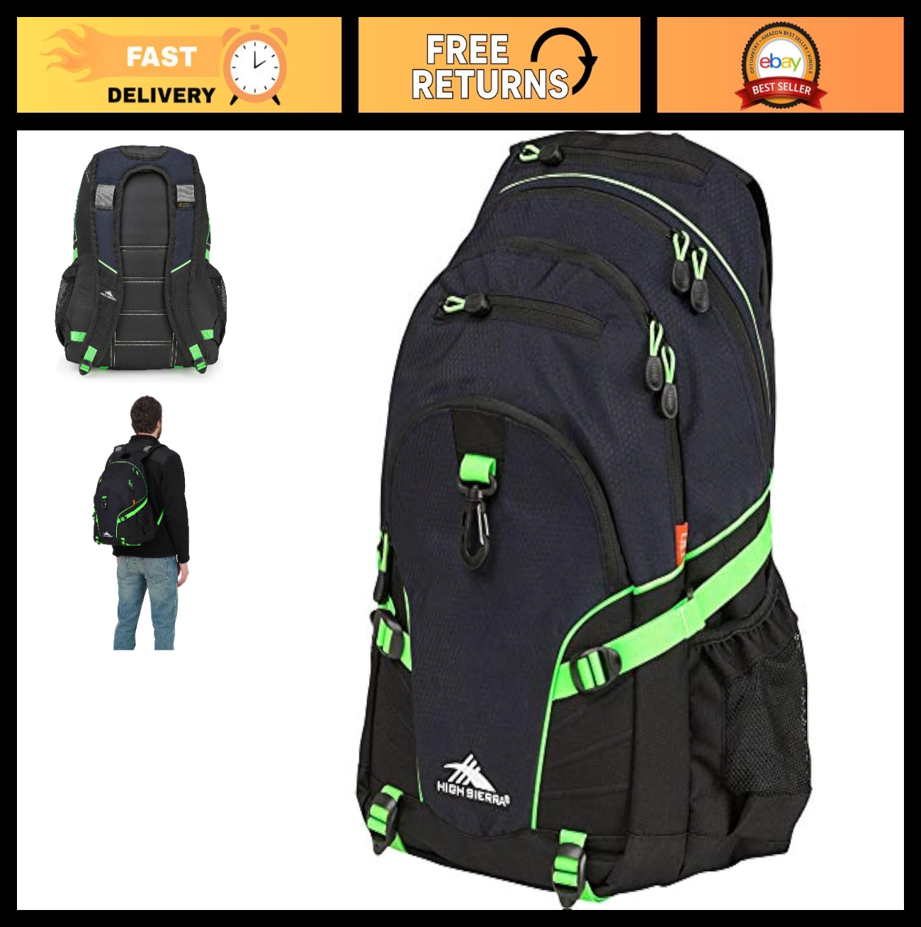 Versatile Travel & Work Backpack with Tablet Sleeve, One Size, Midnight Blue/Bla0