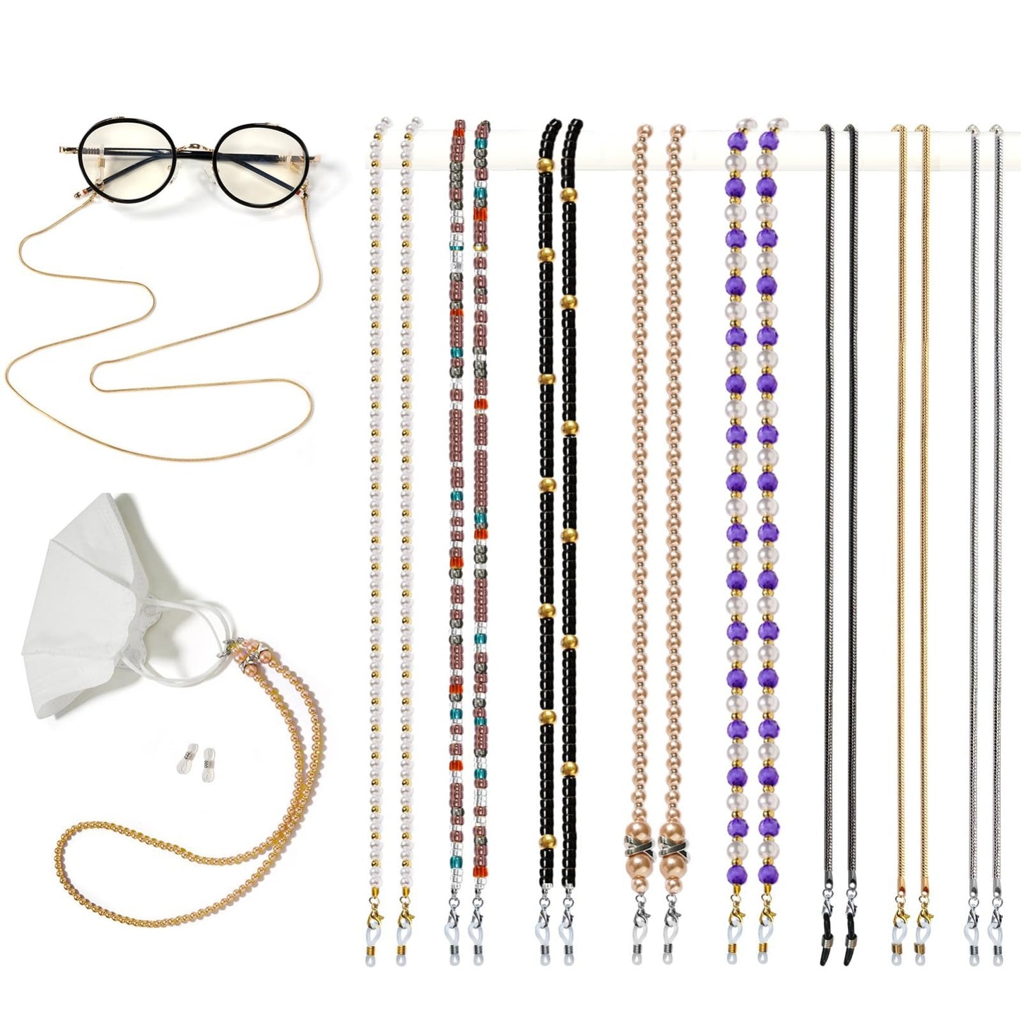 Beaded Eyeglass Chain Strap Holders - 8 Pcs Neck Accessories for Women1