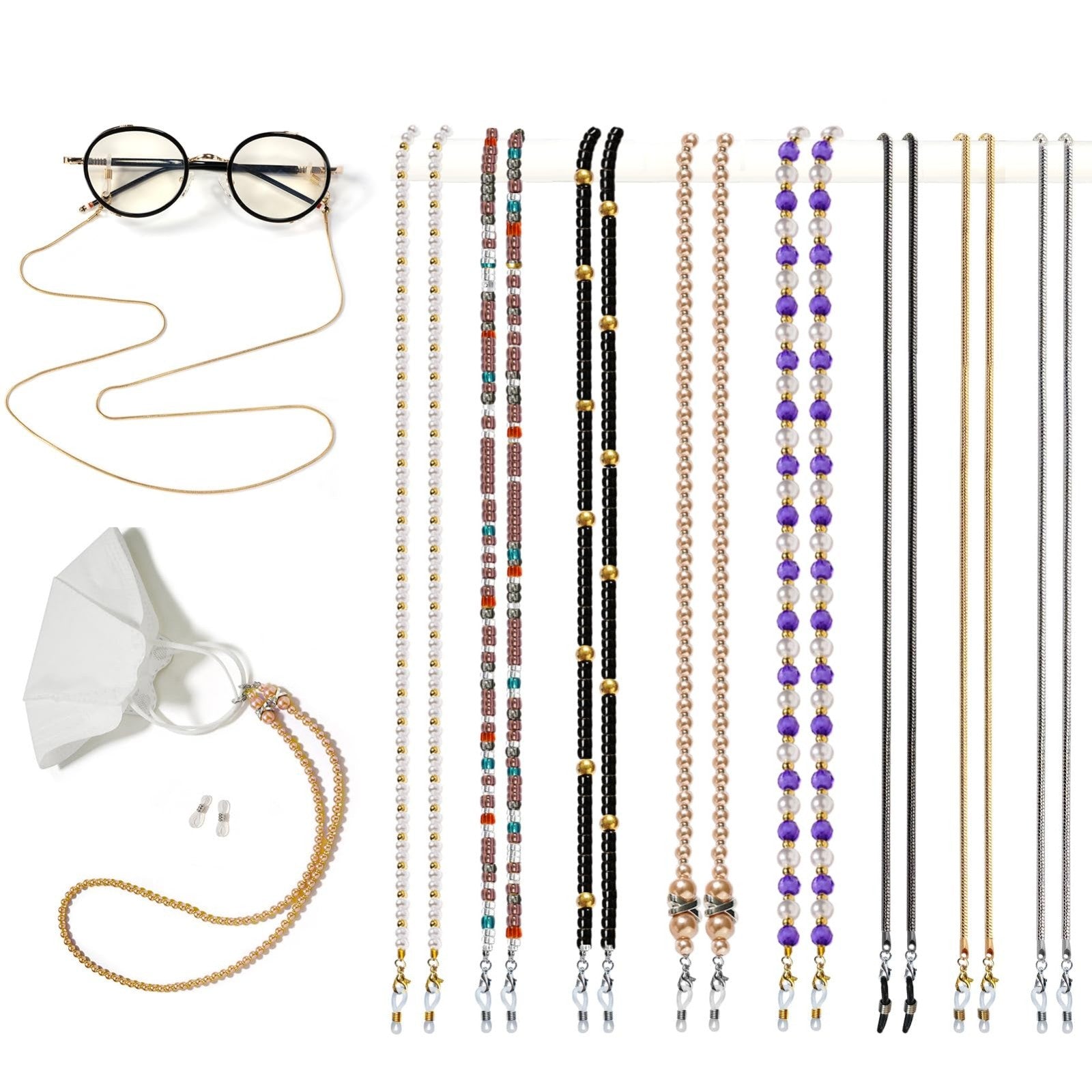 Beaded Eyeglass Chain Strap Holders - 8 Pcs Neck Accessories for Women1
