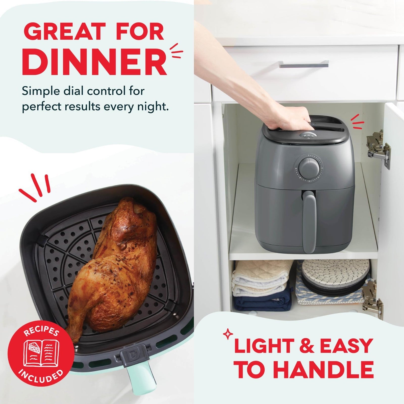 Compact Air Fryer with Adjustable Temp Control, Nonstick Basket, 2.6 Quarts4