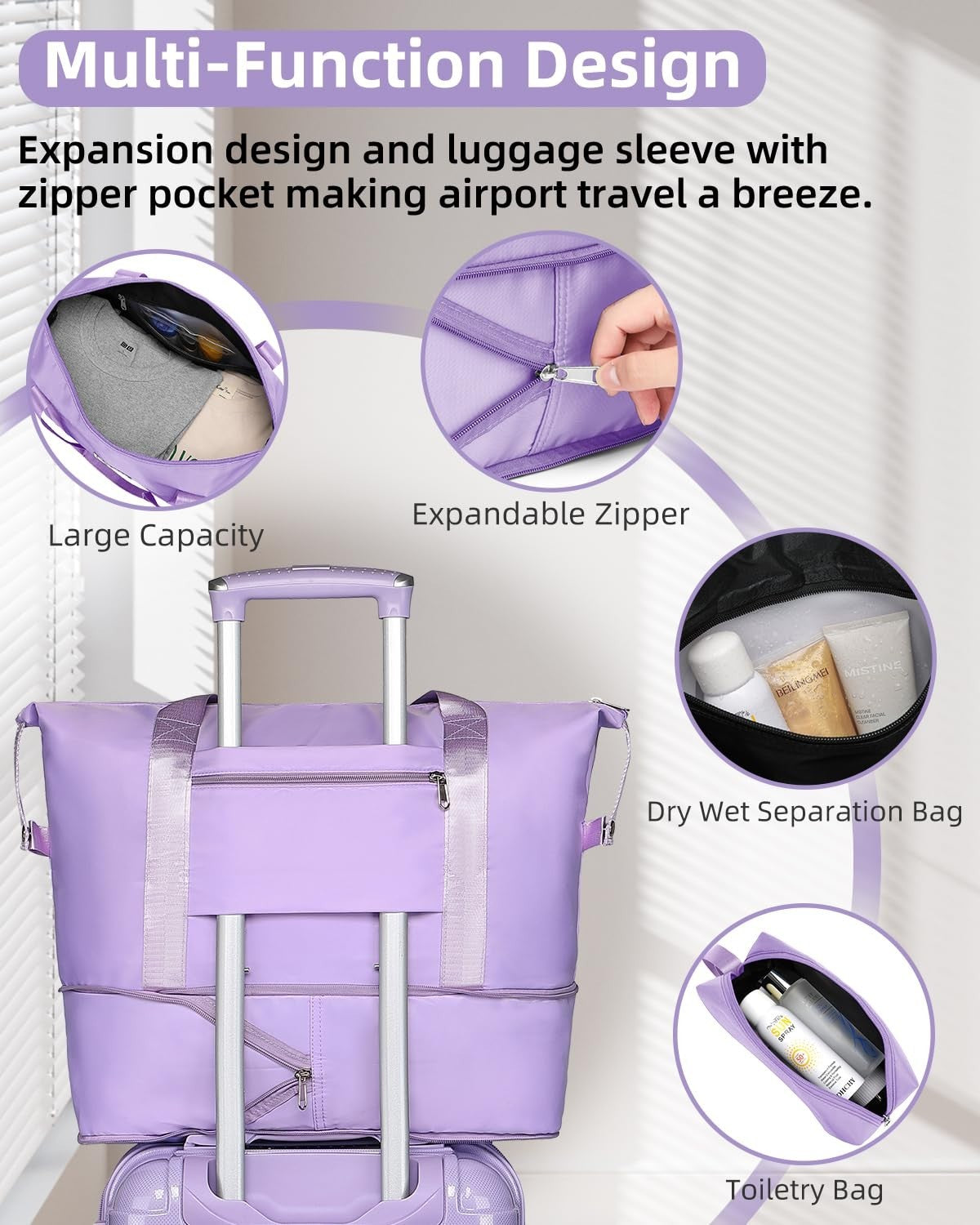 3-Piece Carry-On Luggage Set - 20" Hardshell Suitcase, Duffel Bag, TSA Lock, Lig6