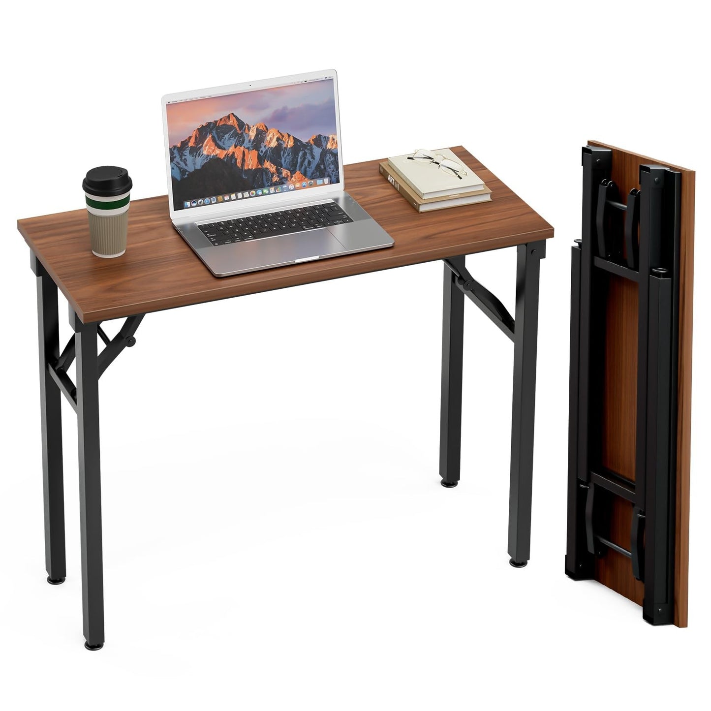 Compact Folding Desk - 35.8" Portable Office Table for Small Spaces, No Assembly0