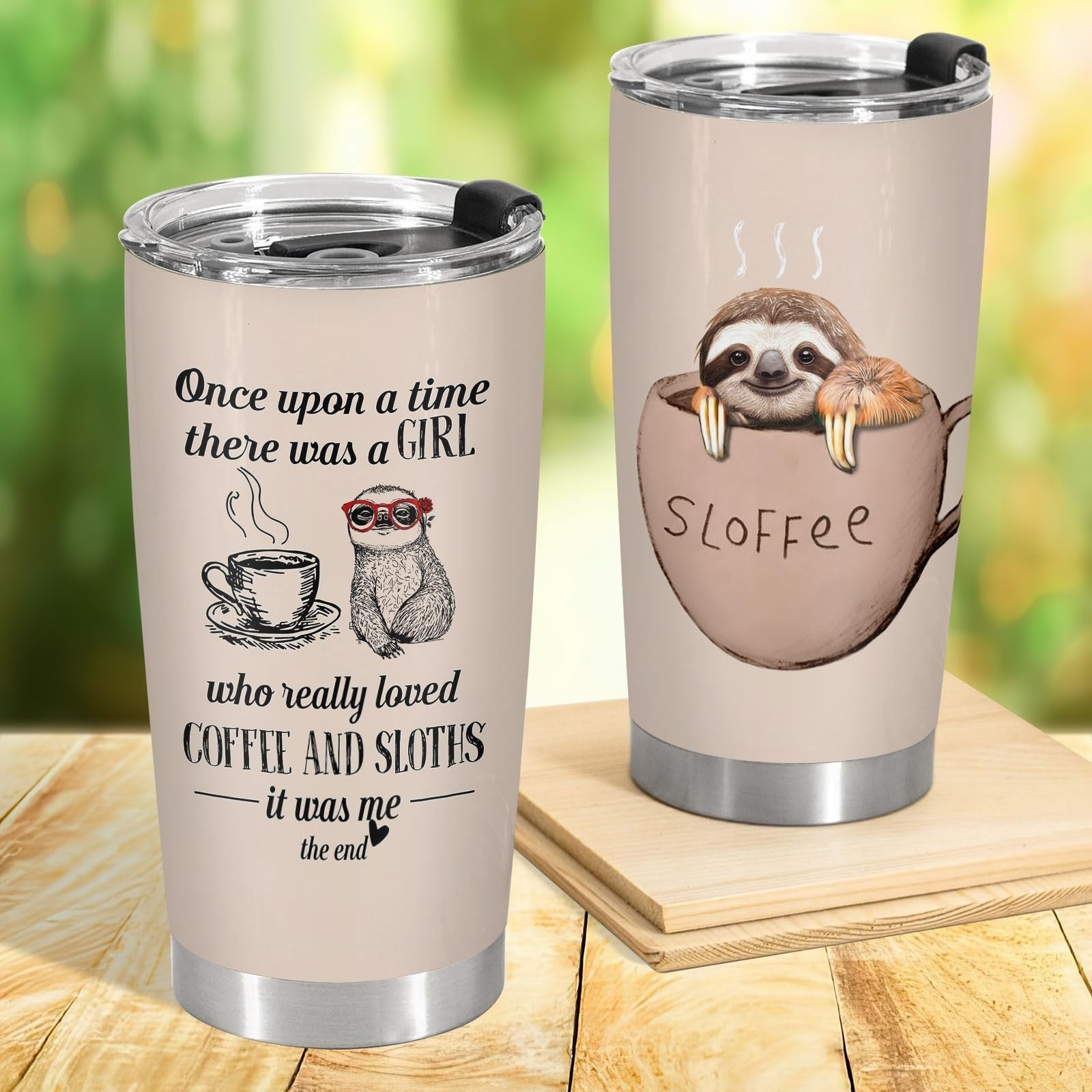 Cute Sloth 20oz Tumbler with Lid   Insulated Travel Mug for Coffee & Tea, Perfec5
