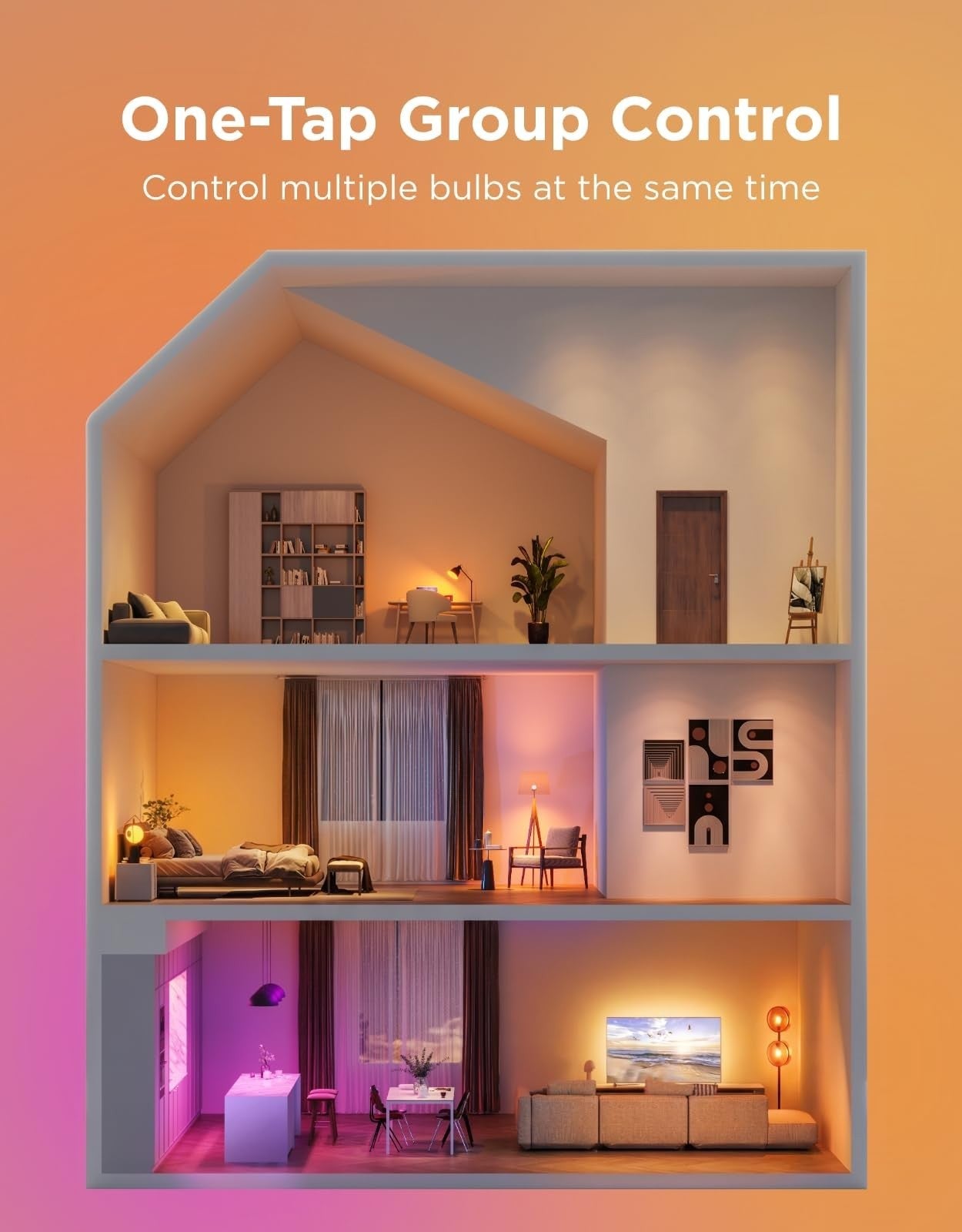 Smart LED Light Bulbs 800 Lumen, 6 Pack, RGBWW Color Changing, WiFi & Bluetooth,5