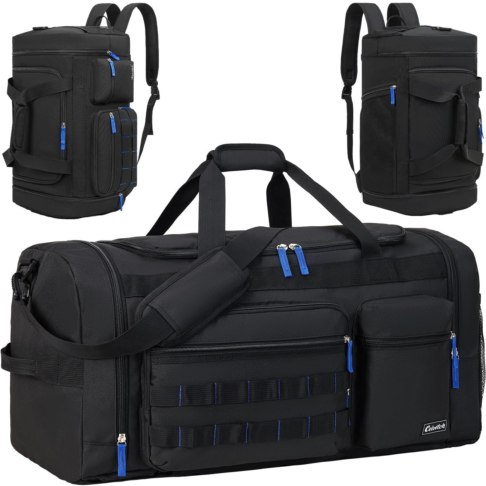 3-in-1 Gym Bag for Men & Women, 61L Travel Duffel Backpack, Wet Pocket & Shoe Co1
