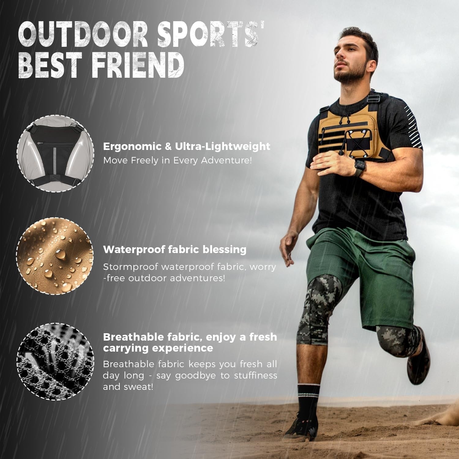 Men's Outdoor Chest Bag - Versatile EDC Holster for Running, Hiking, Travel3