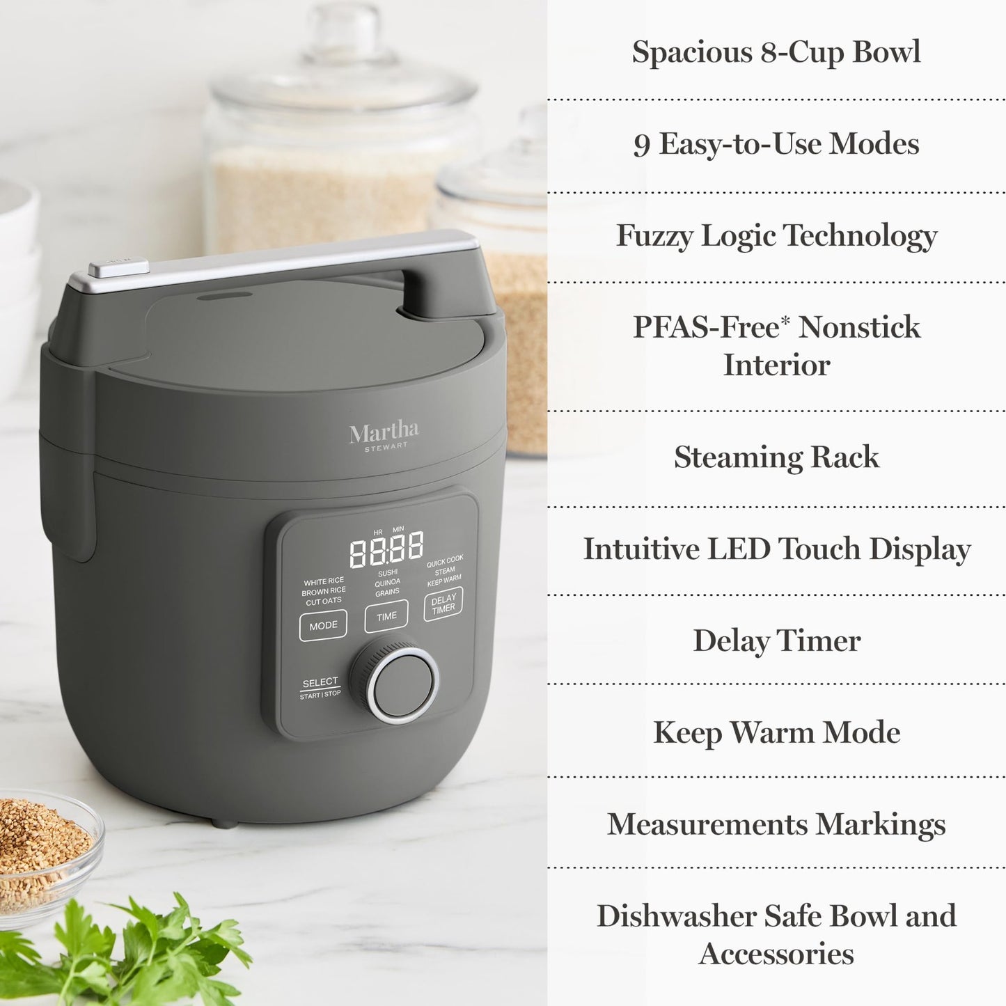 4-Cup Rice Cooker with Non-Stick Pot, Keep Warm, Steam Basket, Quick Cook, Gray9