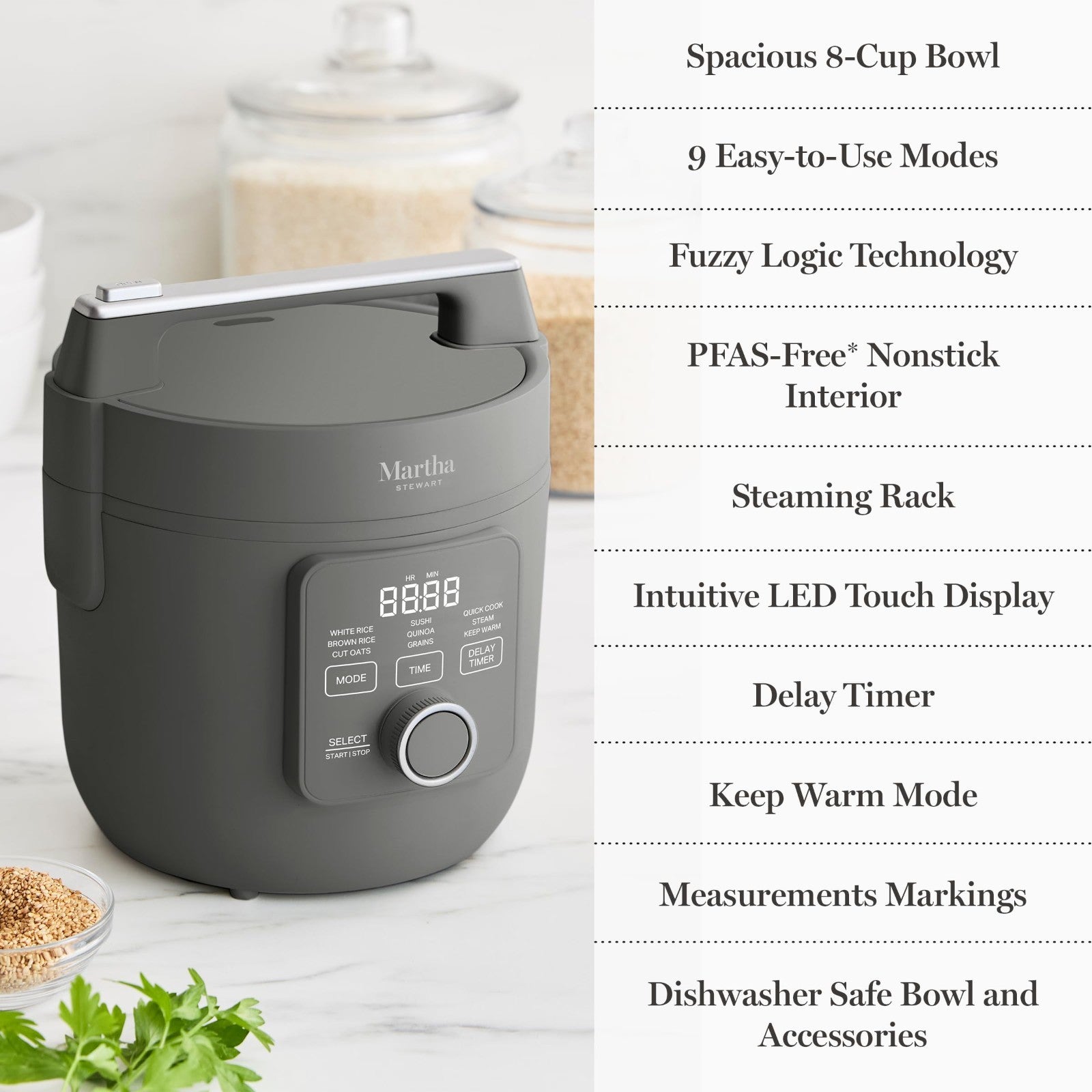 4-Cup Rice Cooker with Non-Stick Pot, Keep Warm, Steam Basket, Quick Cook, Gray9
