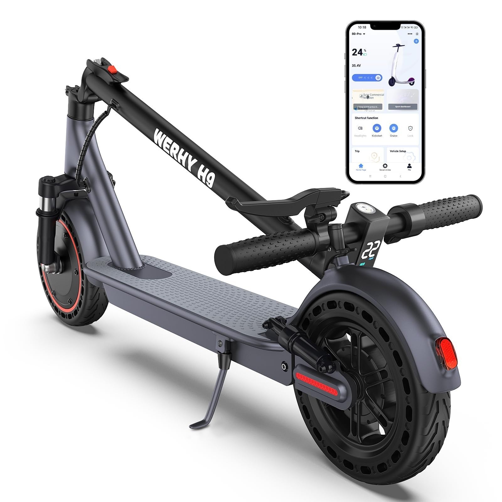 Powerful Electric Scooter 500W/350W Motor, 19MPH Speed, 16-27 Mile Range, Foldin1