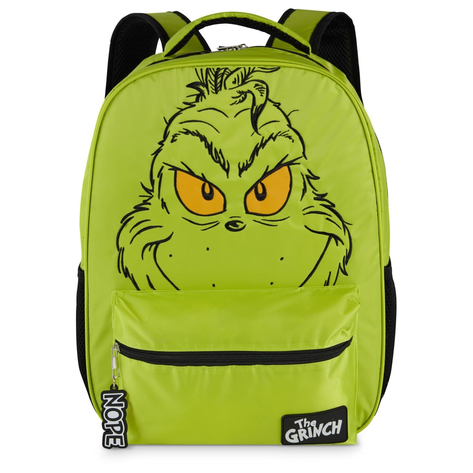 Grinch Backpack for Kids   16” Bookbag with Big Face & Molded Dangle, Green1