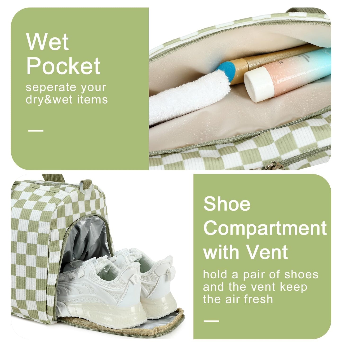 Cute Girls Duffle Bag with Shoes Compartment, Waterproof Gym & Travel Bag3