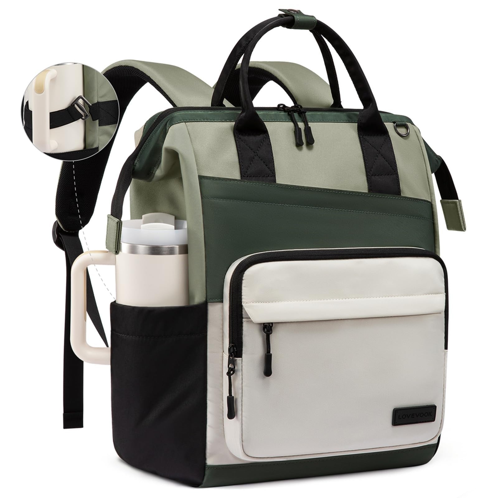 Stylish 17" Laptop Backpack for Women   Water Resistant, Large Capacity Travel B1