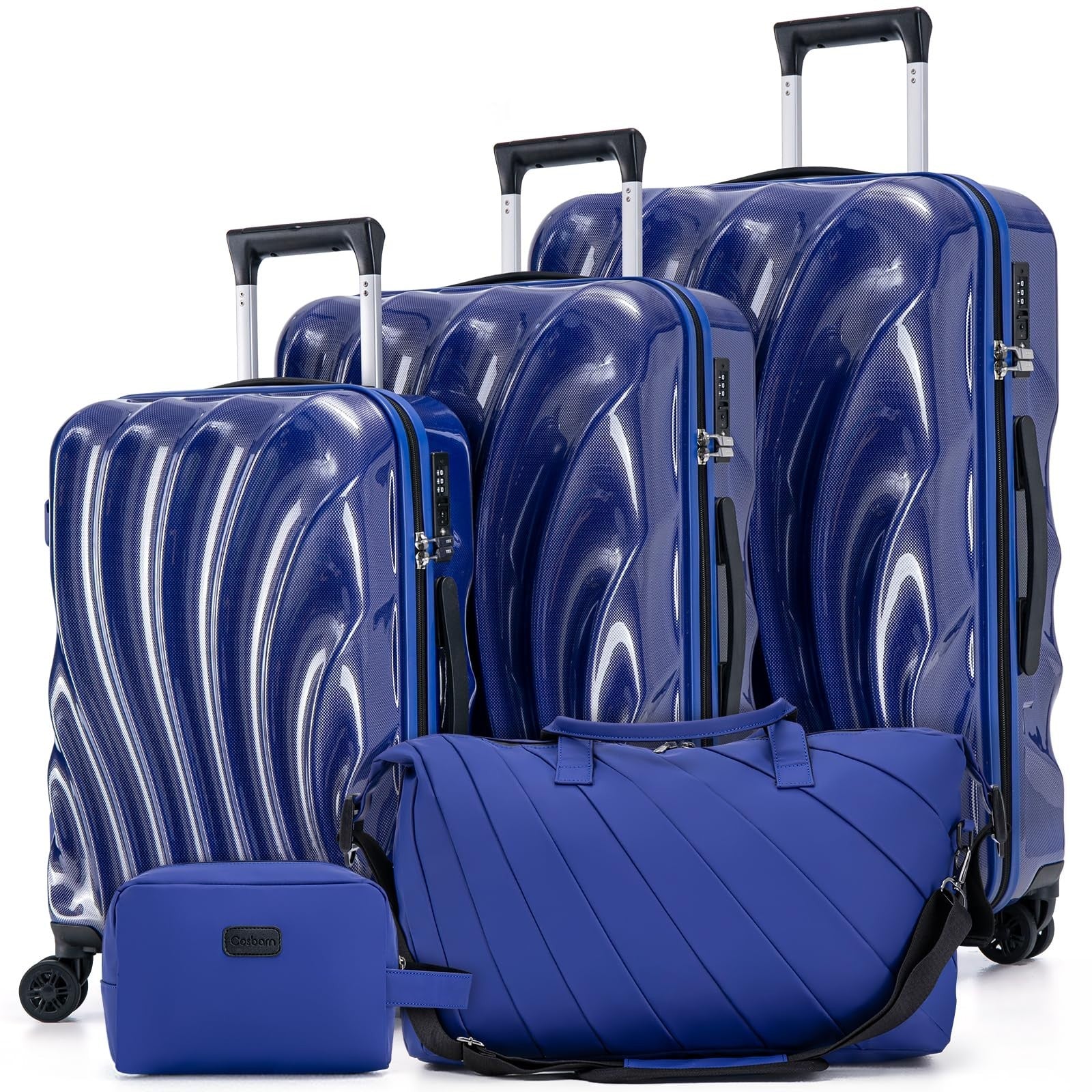 5-Piece Hardshell Luggage Set with Wheels, TSA Lock, Phone Holder, Durable Trave1