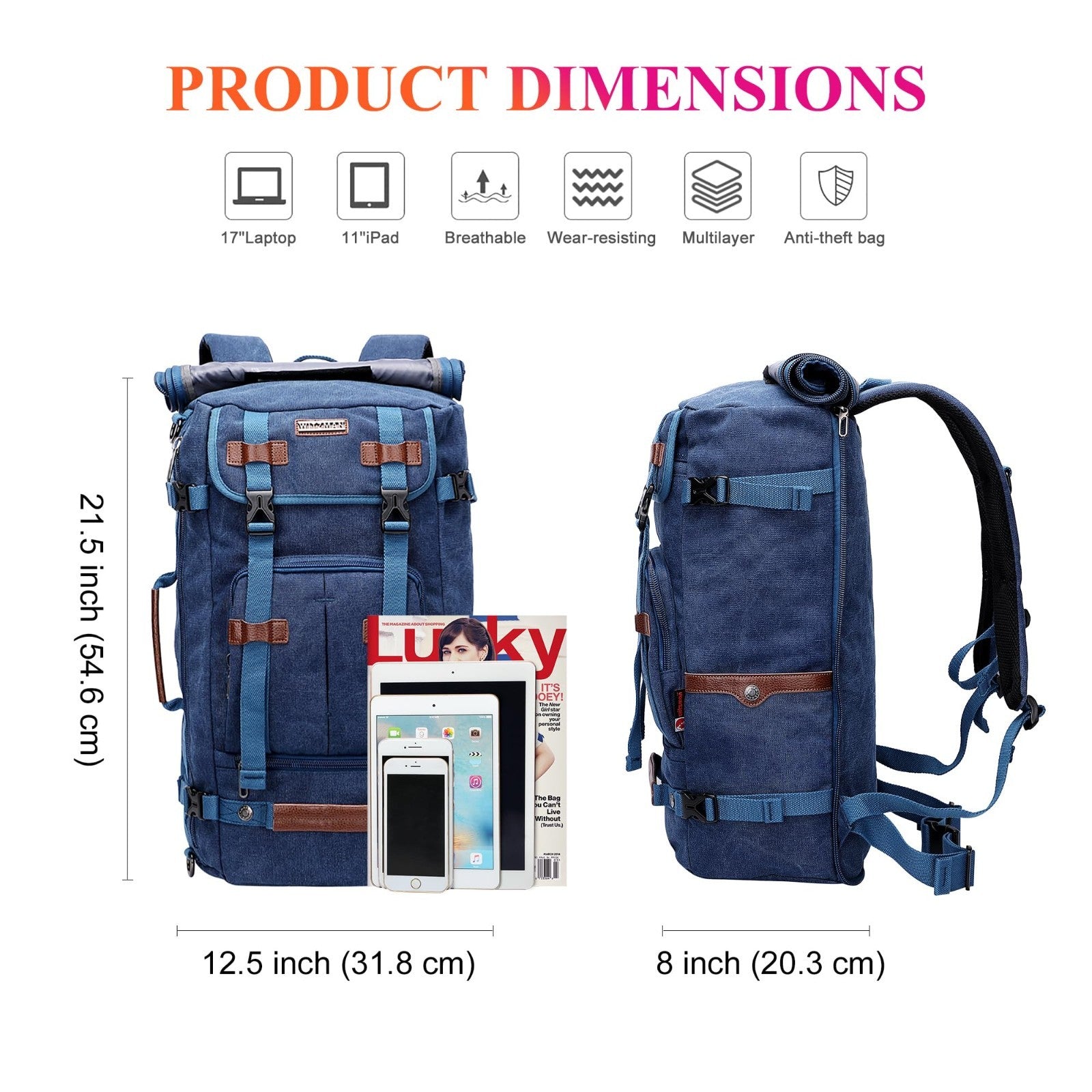 Vintage Canvas Travel Backpack for Men, Stylish Laptop Bag, Durable & Spacious6