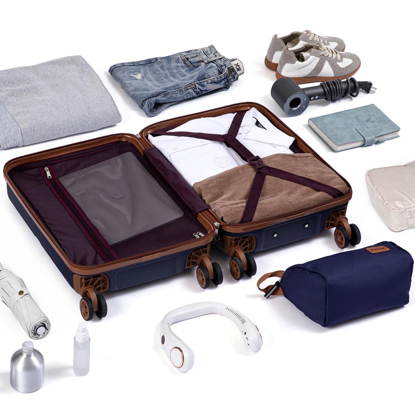 3-Piece Carry-On Luggage Set - Lightweight ABS Hardshell, 360° Spinner Wheels, T7