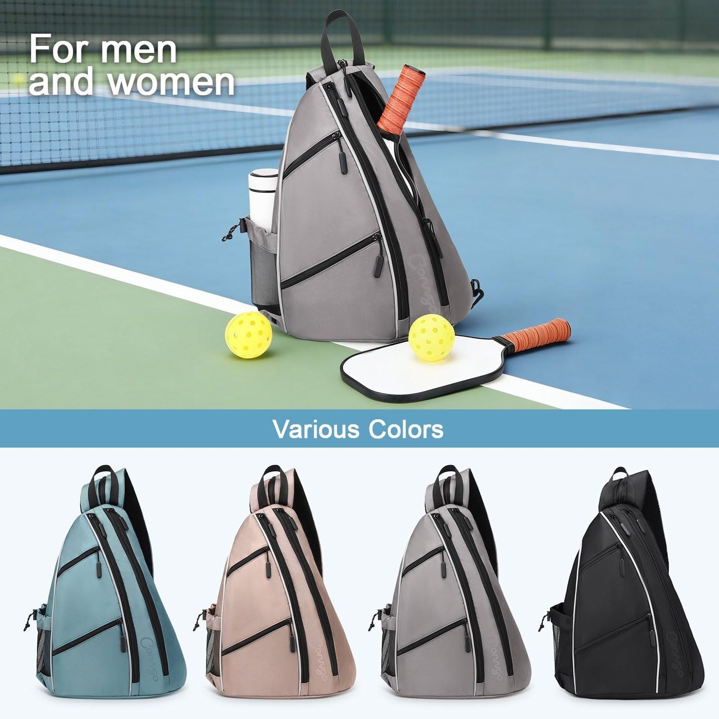 Adjustable Pickleball Backpack & Sling Bag - 2-in-1 Sports Bag for Tennis & Pick2