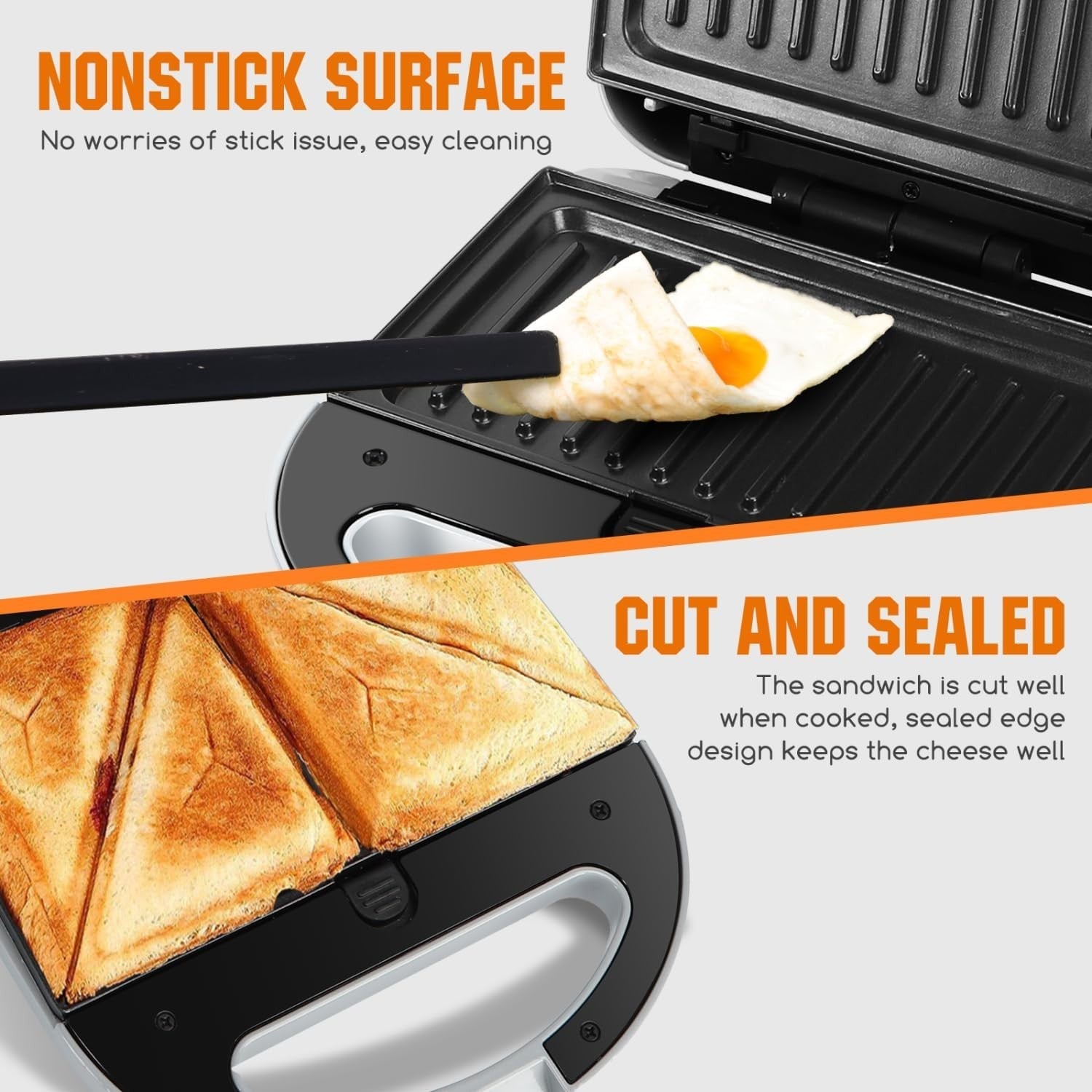 3-in-1 Sandwich Maker & Waffle Maker - Non-Stick Electric Grill with Cool Touch3