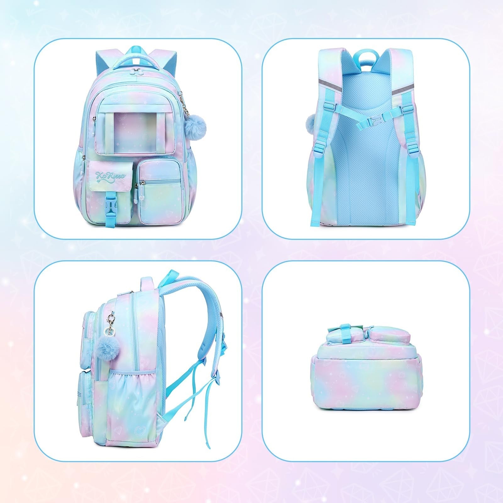 Kids Backpack for Girls - School Bag for Middle School & Elementary - Blue Book4