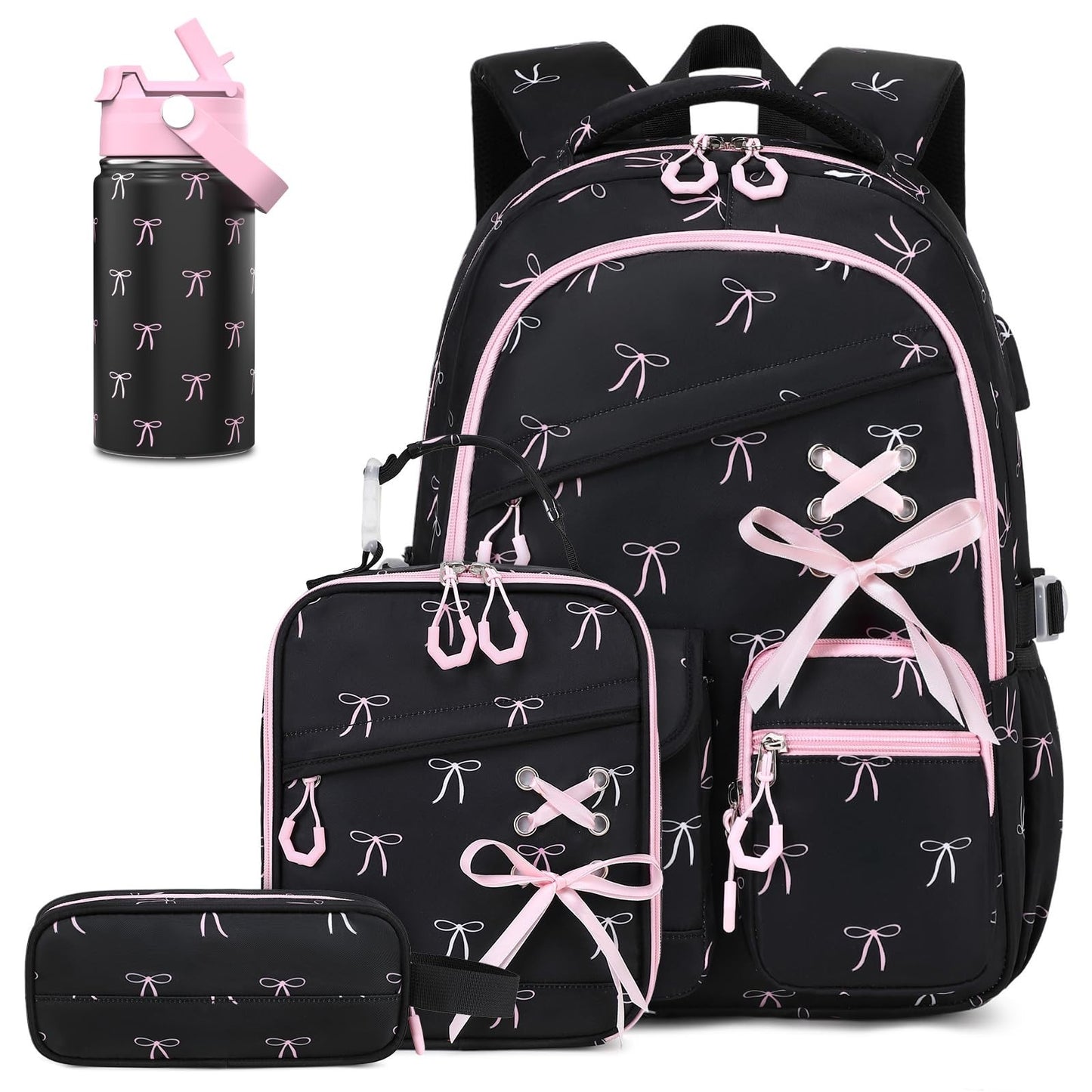 Girls Backpacks Set   6PCS with Insulated Water Bottle, Lunch Bag & Pencil Pouch1