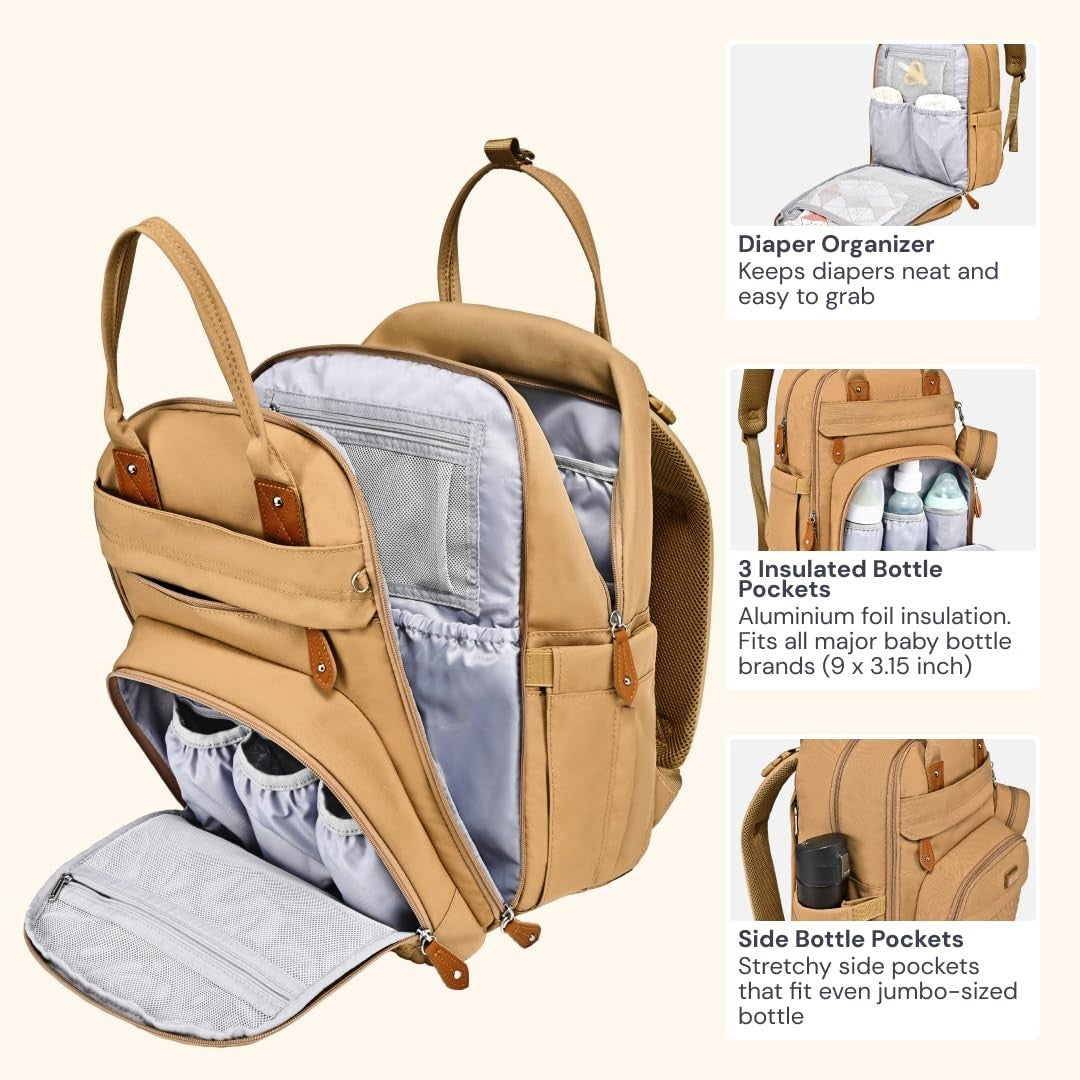 Multi Function Water Resistant Diaper Bag Backpack   Baby Travel Tote, Changing5