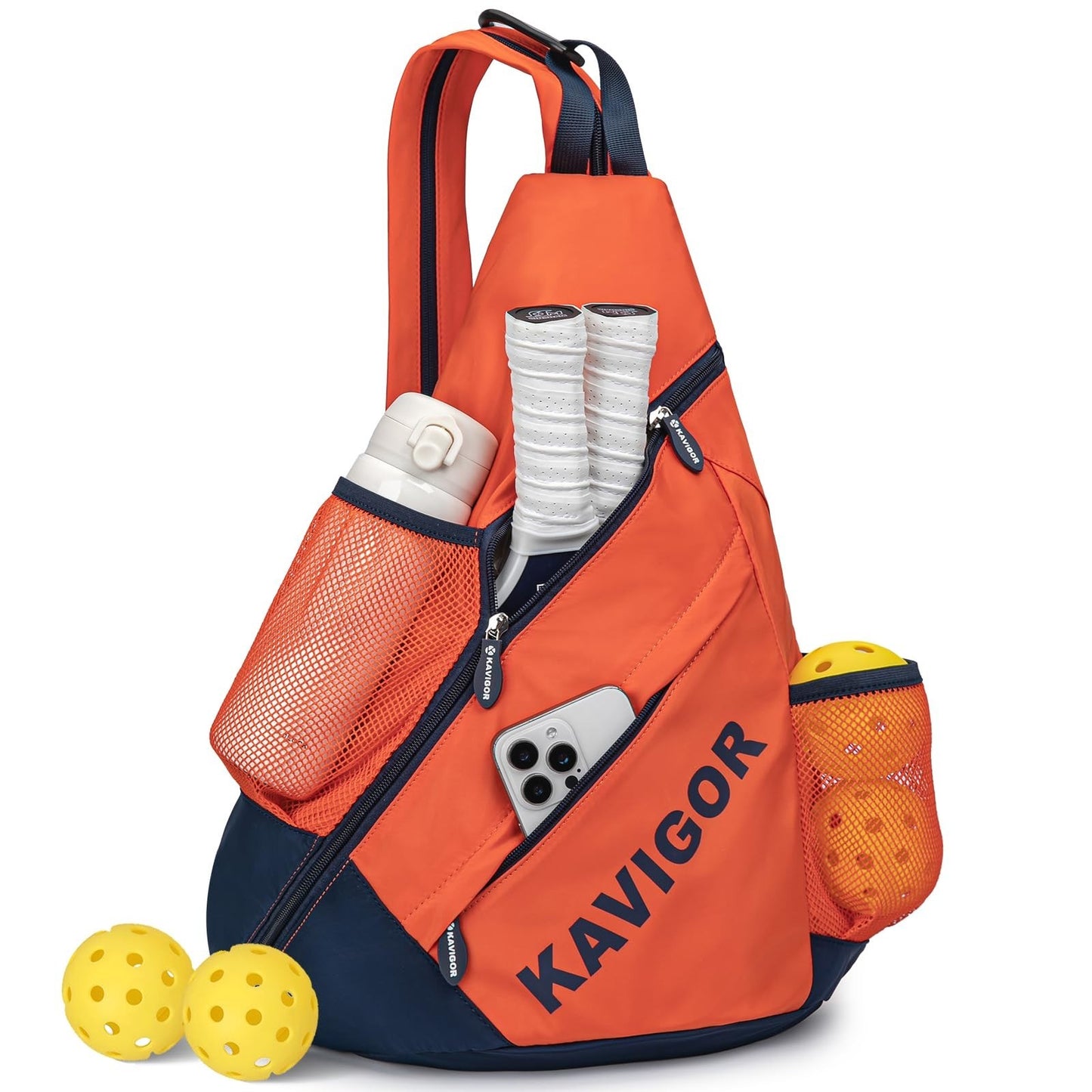 Ultra-Light Pickleball Sling Backpack, Soft Fabric, Wet/Dry Pocket, Holds 4 Padd1