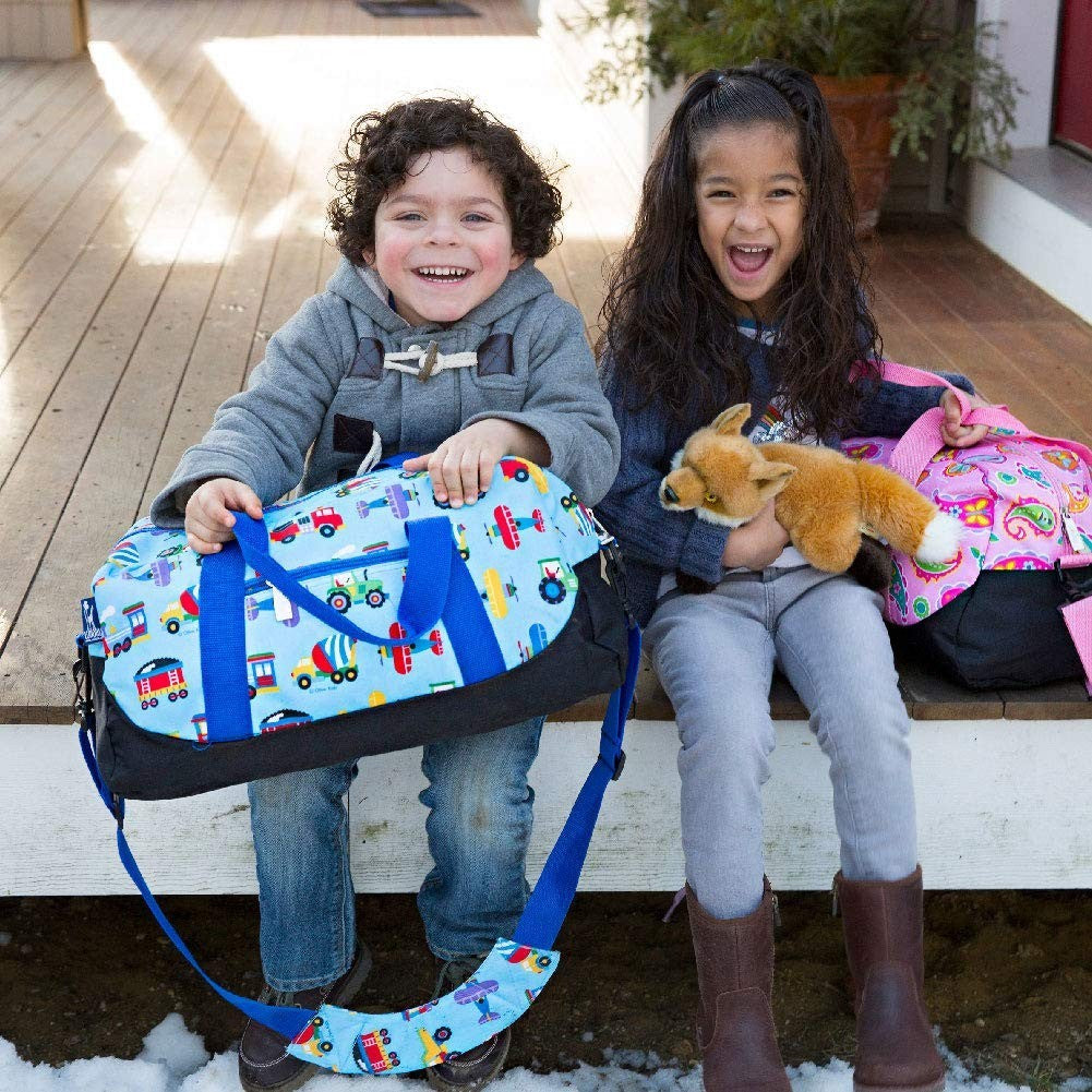 Kids Overnighter Duffel Bag - Carry-On Size for School & Sleepovers - Trains, Pl1