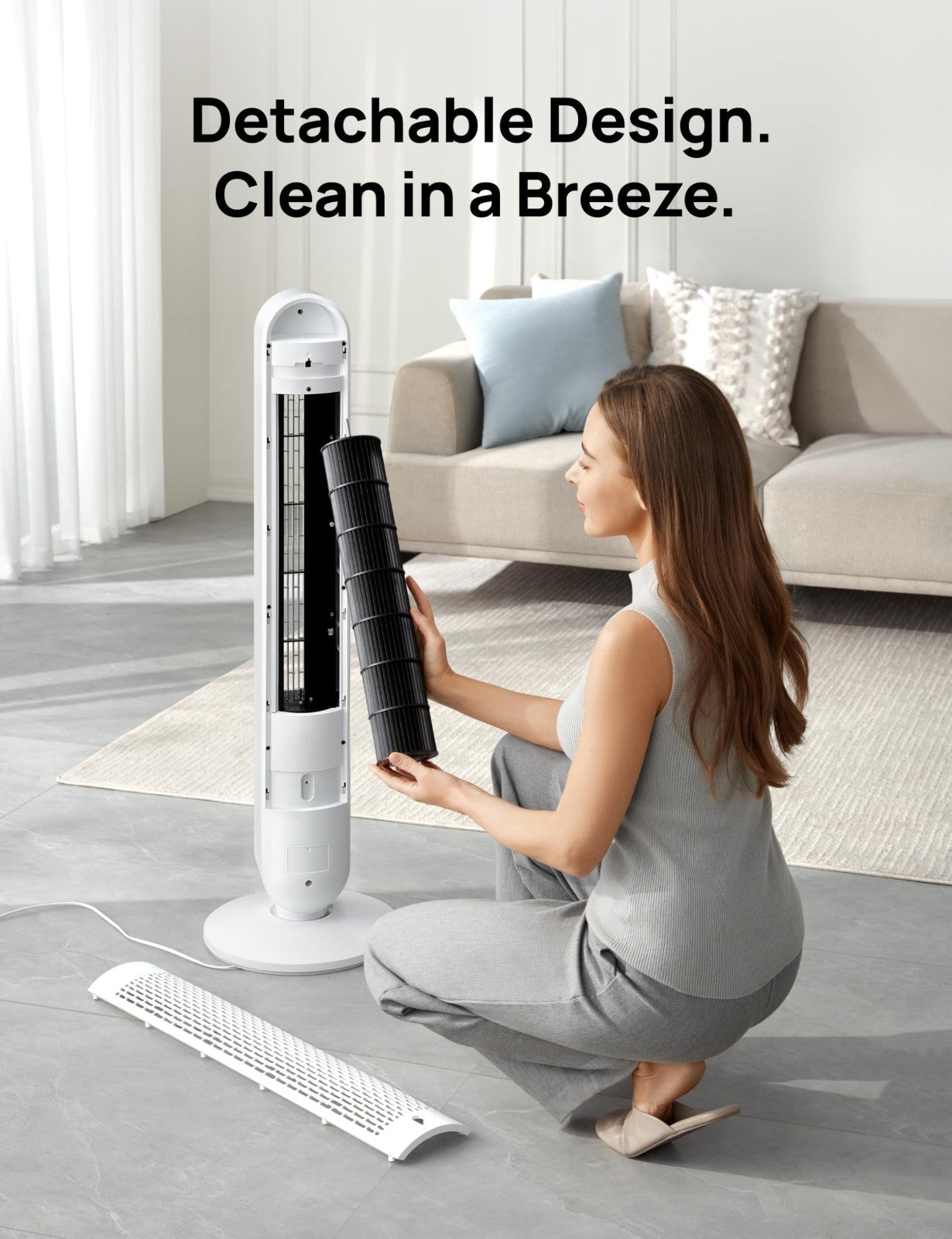 Quiet 42" Tower Fan   High Velocity 28ft/s, 9 Speeds, 4 Modes, 12H Timer, 90° Os6