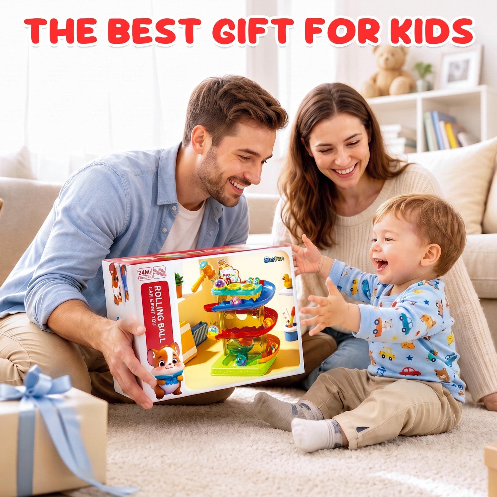 2 in 1 Ball Drop & Car Ramp Race Track Toy for Toddlers 1 5 | STEM Learning, Sen6