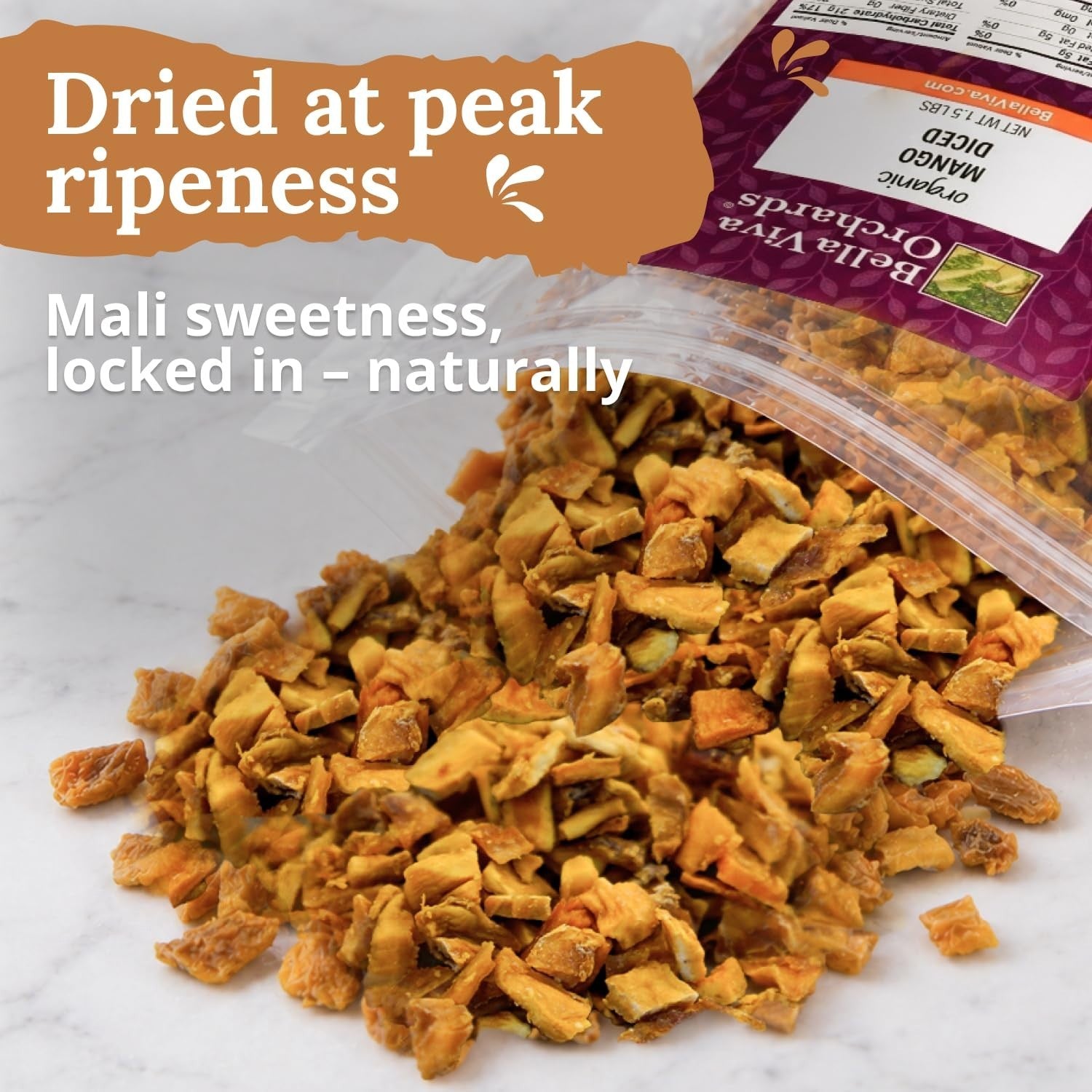 Organic Dried Mango Chunks 1.5 lb - No Sugar Added, Sulfite-Free, Healthy Snack4