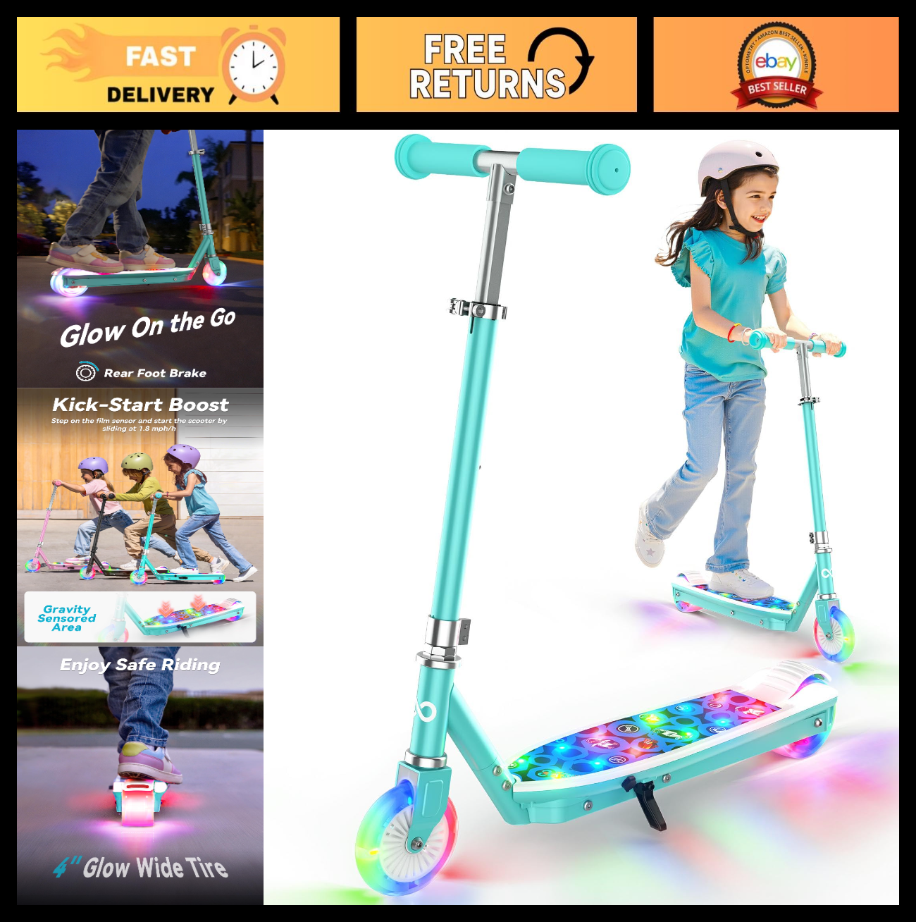 Kids Electric Scooter for Ages 3-8, Safe 5 MPH, Lightweight & Durable, Fun Ride!0