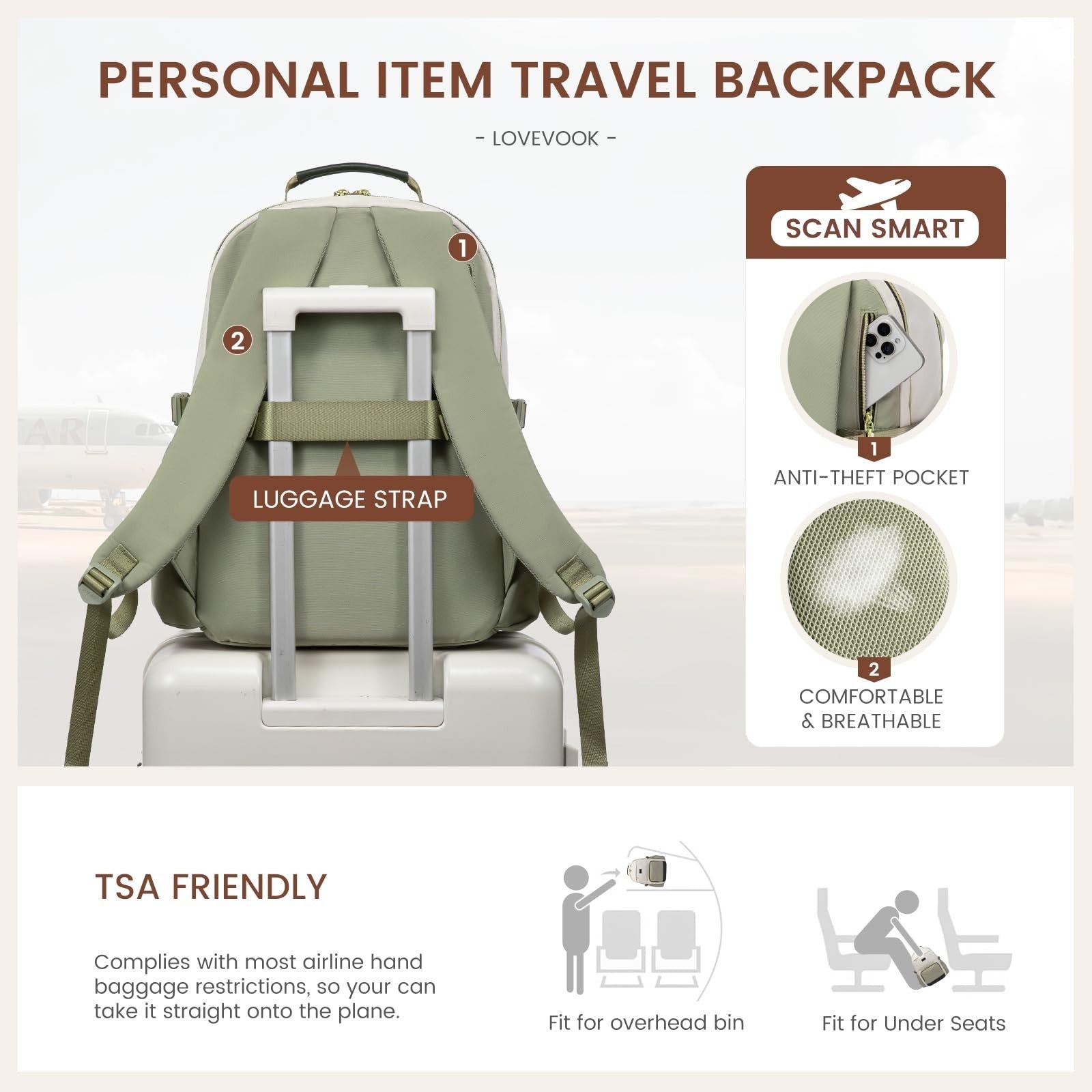 Stylish Waterproof Laptop Backpack for Women, 15.6" Large Capacity Travel Bag, P5