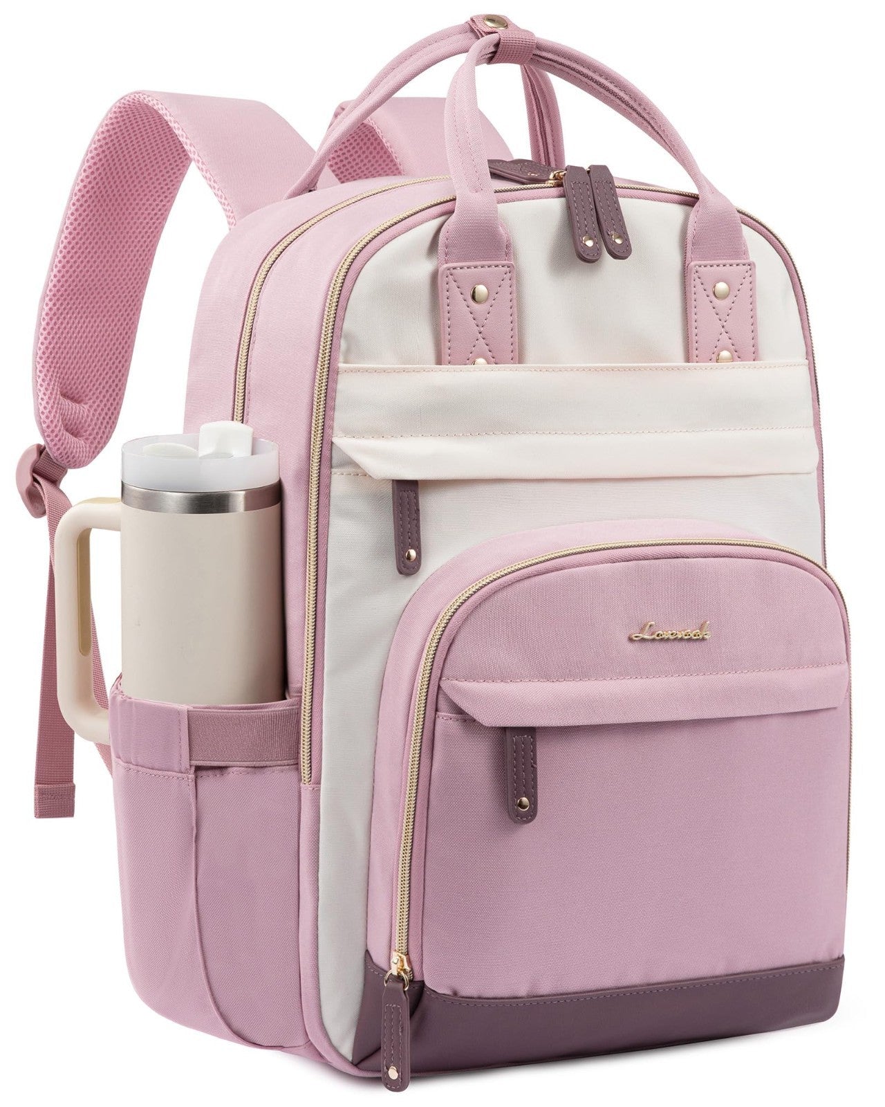 Stylish 17.3" Laptop Backpack with Tumbler Holder, Cute College Work Bag, Gifts1