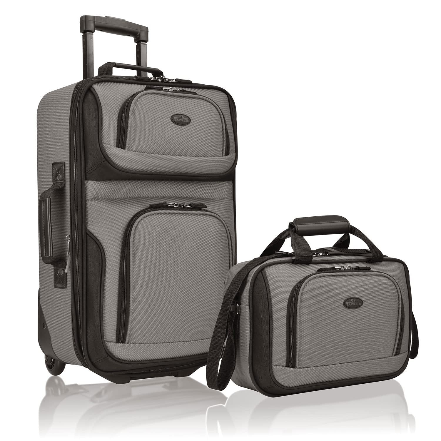 Lightweight Softside Rolling Carry-on Suitcase Set, 2-Wheel Travel Luggage, Grey1