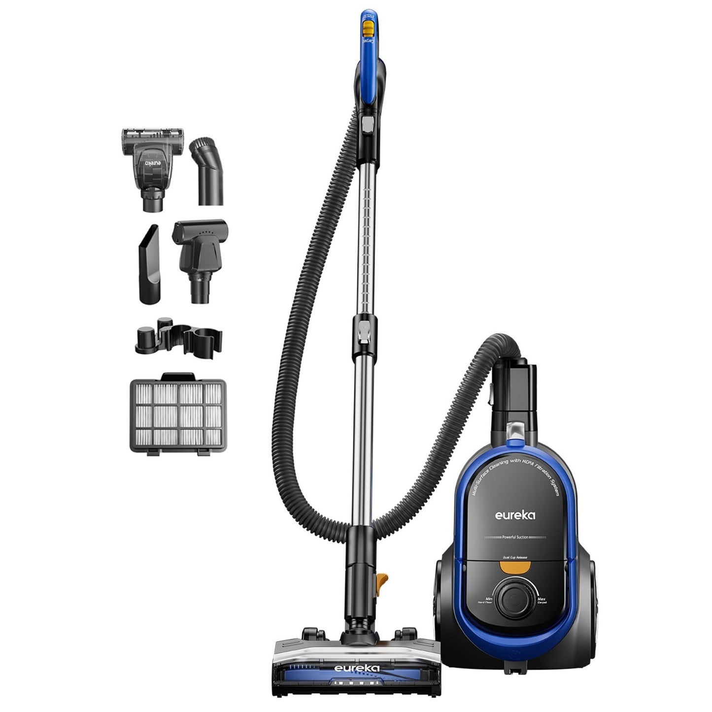 Lightweight Canister Vacuum Cleaner for Home & Pet Hair, HEPA, Auto Cord Rewind,1