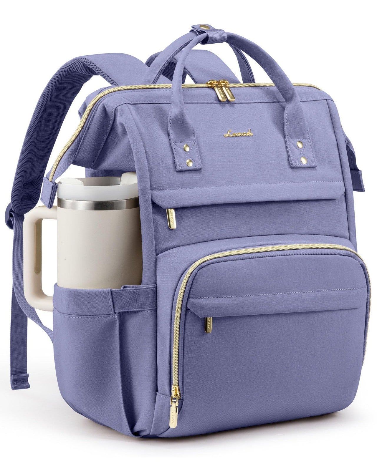 Stylish Waterproof Laptop Backpack for Women, 15.6" Travel Bag with Tumbler Hold1