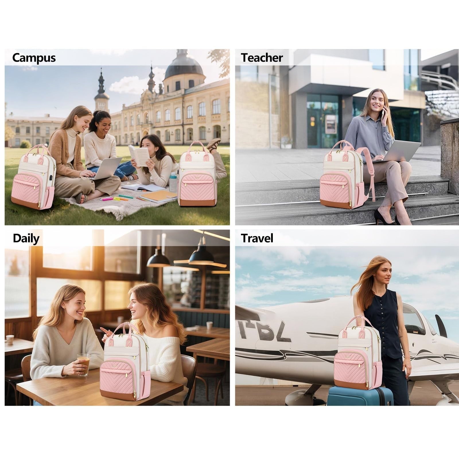Stylish Waterproof School Backpack for Women & Teens   15.6" Laptop Bag with USB6